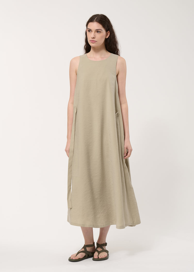 Robe drapée taupe en modal gaufré - ARMY#couleur_ARMY