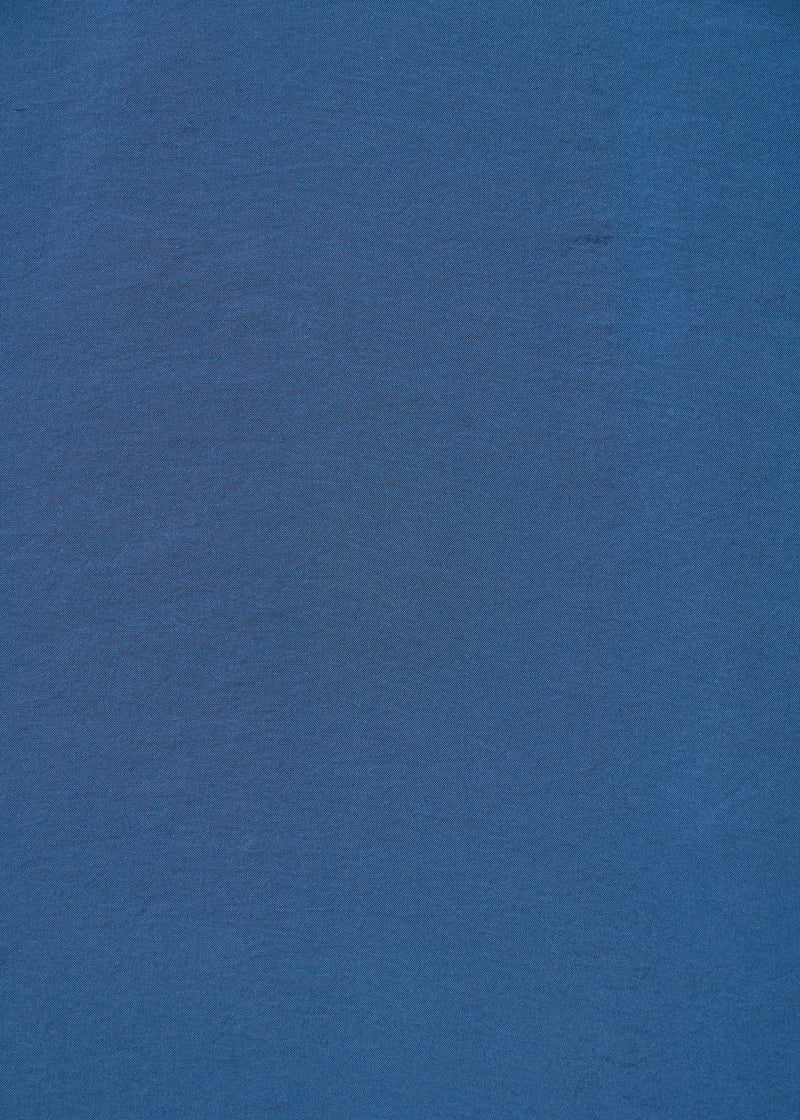 Robe drapée bleue en modal gaufré - DENIM#couleur_DENIM
