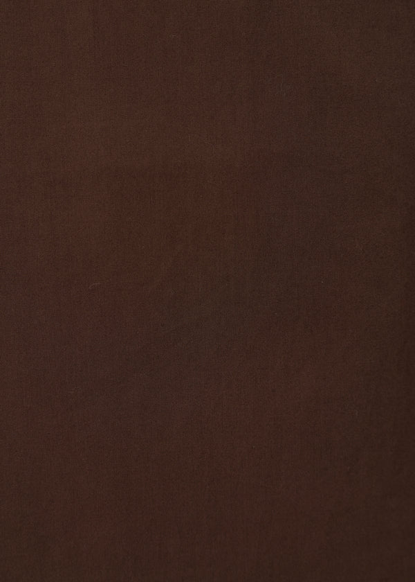 Robe longue trapèze marron en popeline de coton - CHOCOLAT#couleur_CHOCOLAT