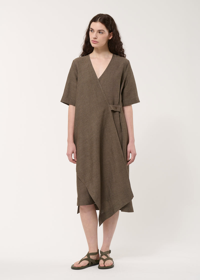 Robe portefeuille asymétrique marron - MOKA#couleur_MOKA