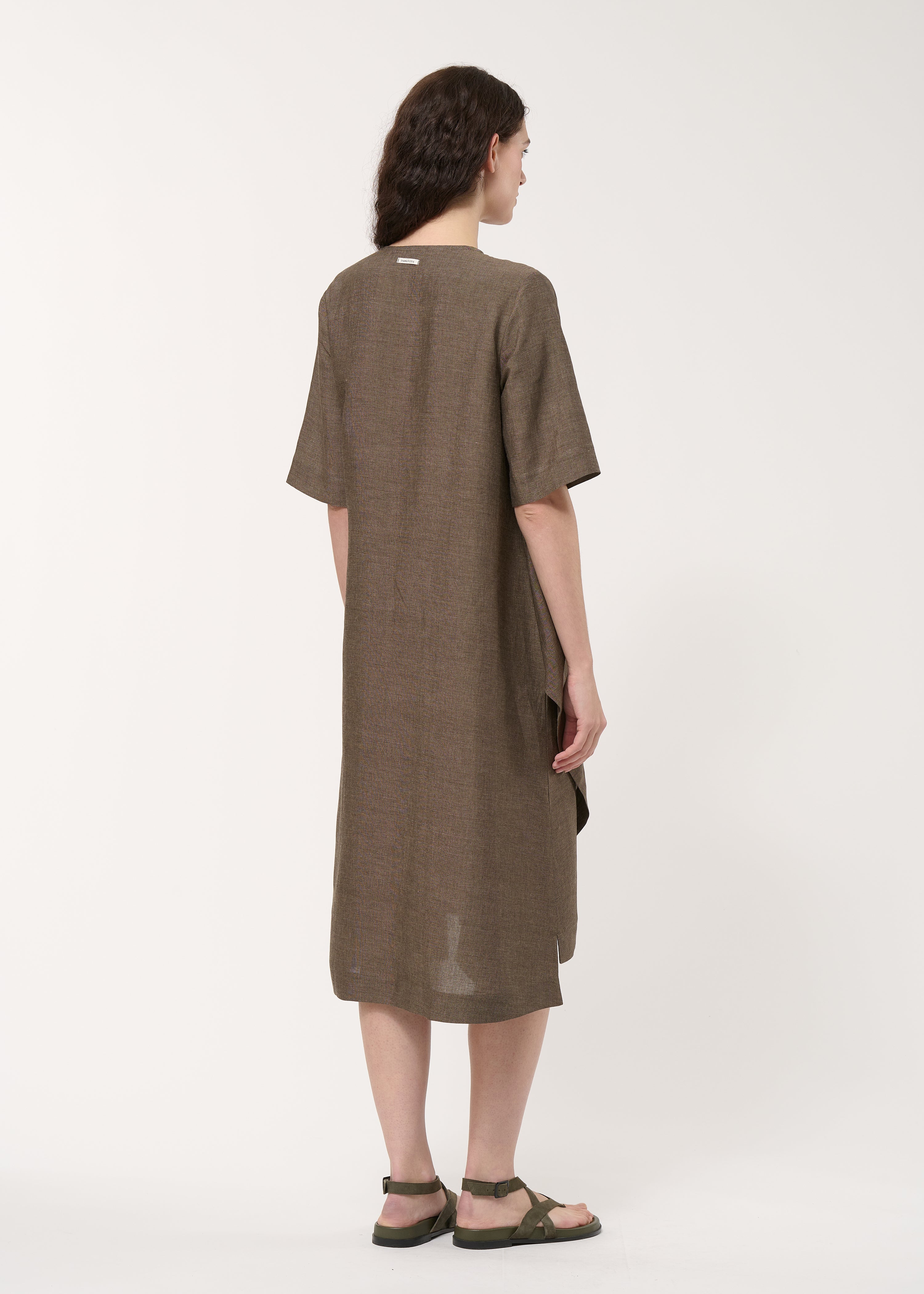Robe portefeuille asymétrique marron - MOKA#couleur_MOKA