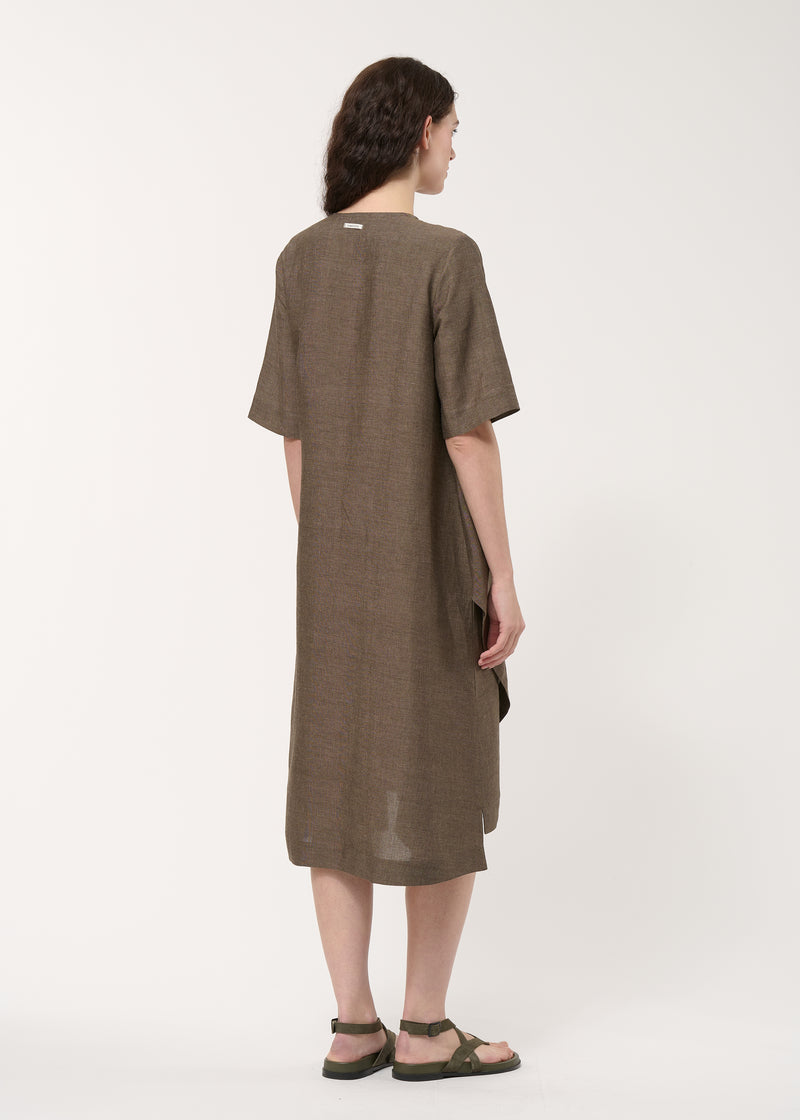 Robe portefeuille asymétrique marron - MOKA#couleur_MOKA