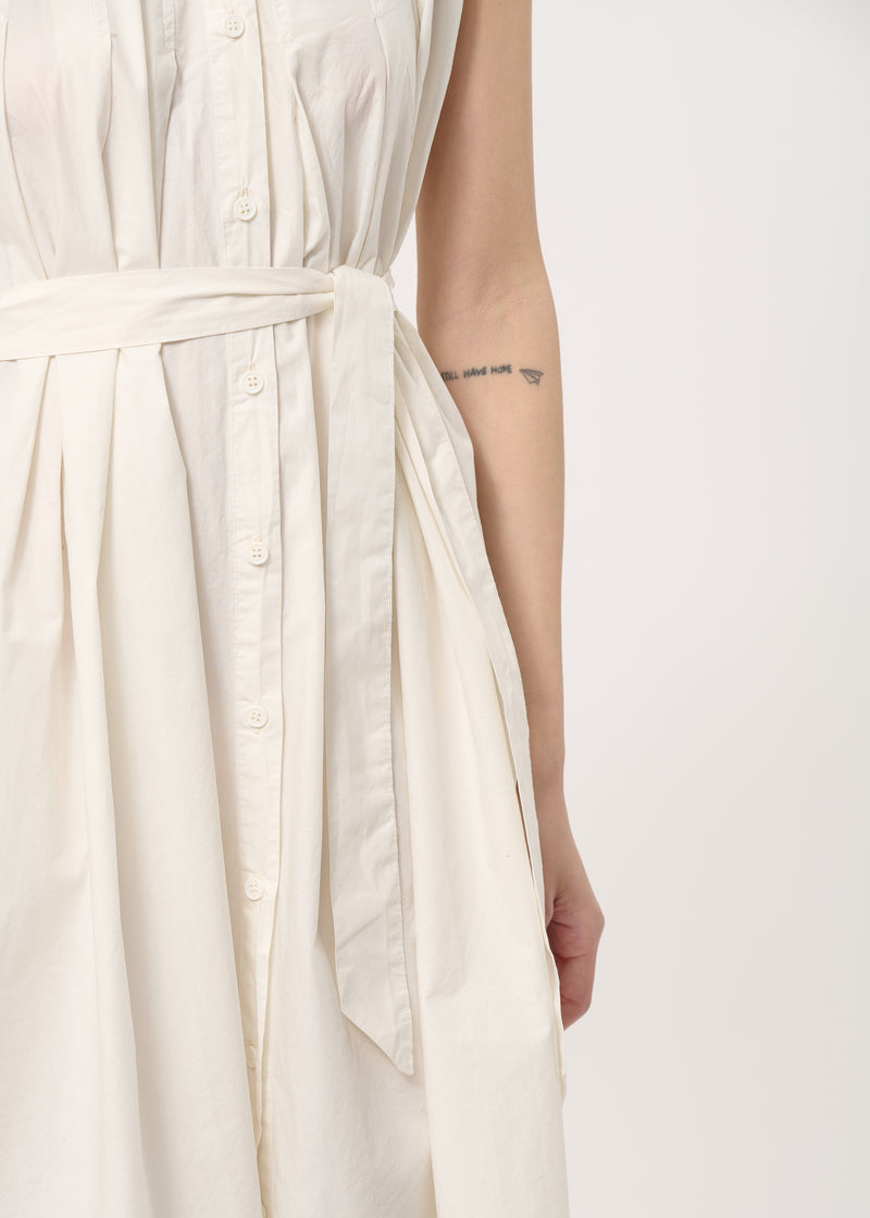 Robe chemise blanche en popeline de coton - OFF WHITE#couleur_OFF WHITE