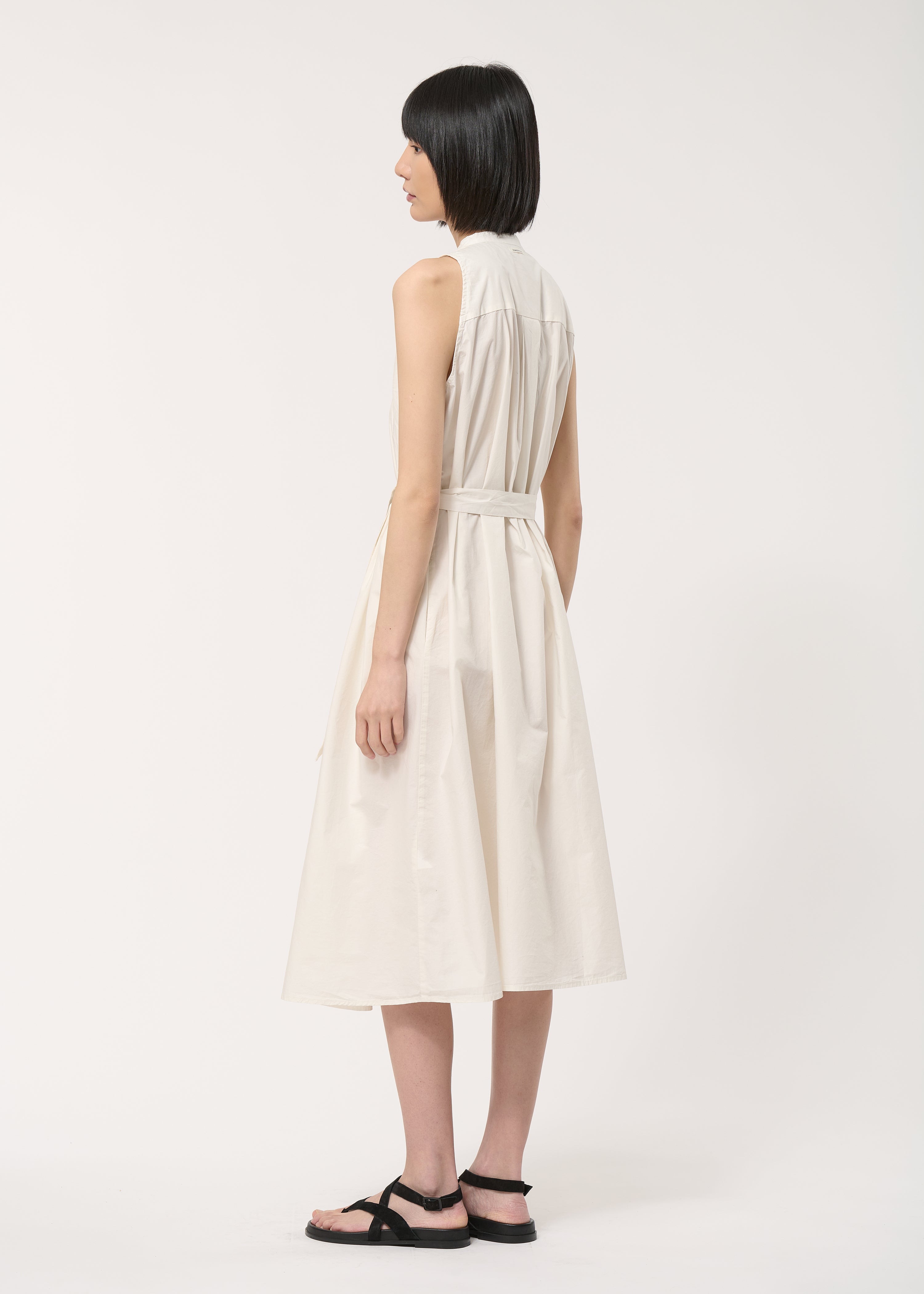 Robe chemise blanche en popeline de coton - OFF WHITE#couleur_OFF WHITE