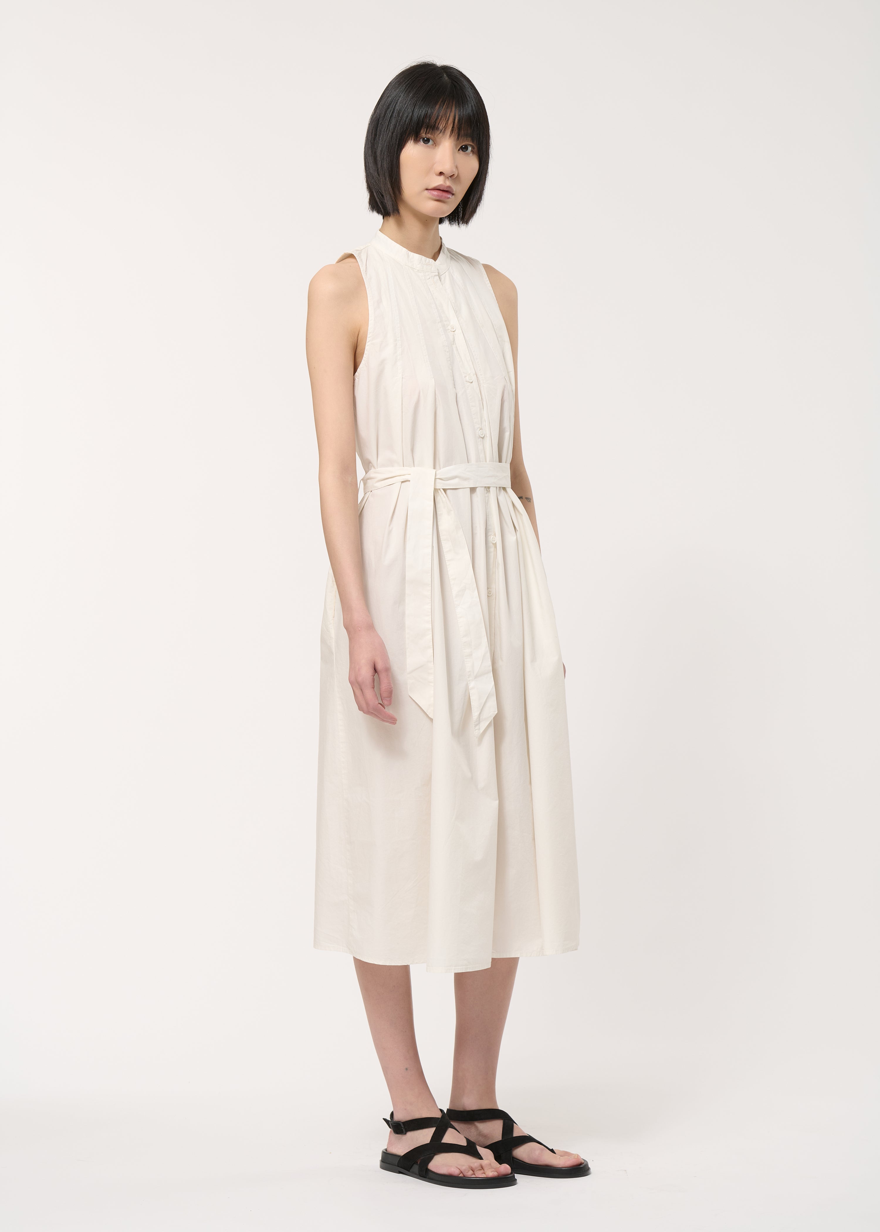 Robe chemise blanche en popeline de coton - OFF WHITE#couleur_OFF WHITE