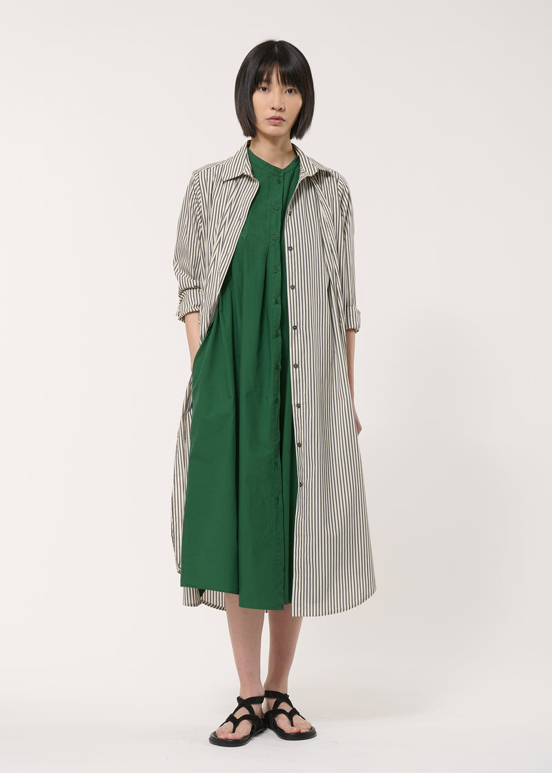 Robe chemise verte en popeline de coton - VERT MOUSSE#couleur_VERT MOUSSE