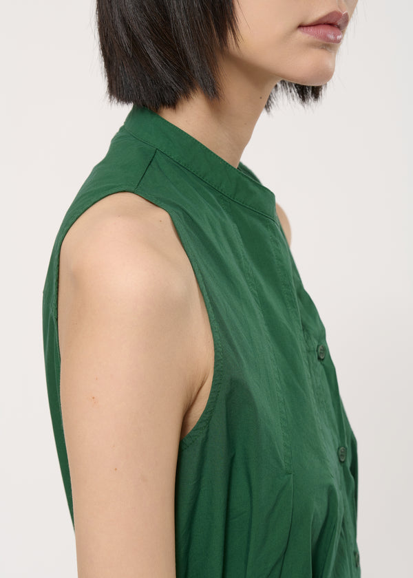 Robe chemise verte en popeline de coton - VERT MOUSSE#couleur_VERT MOUSSE