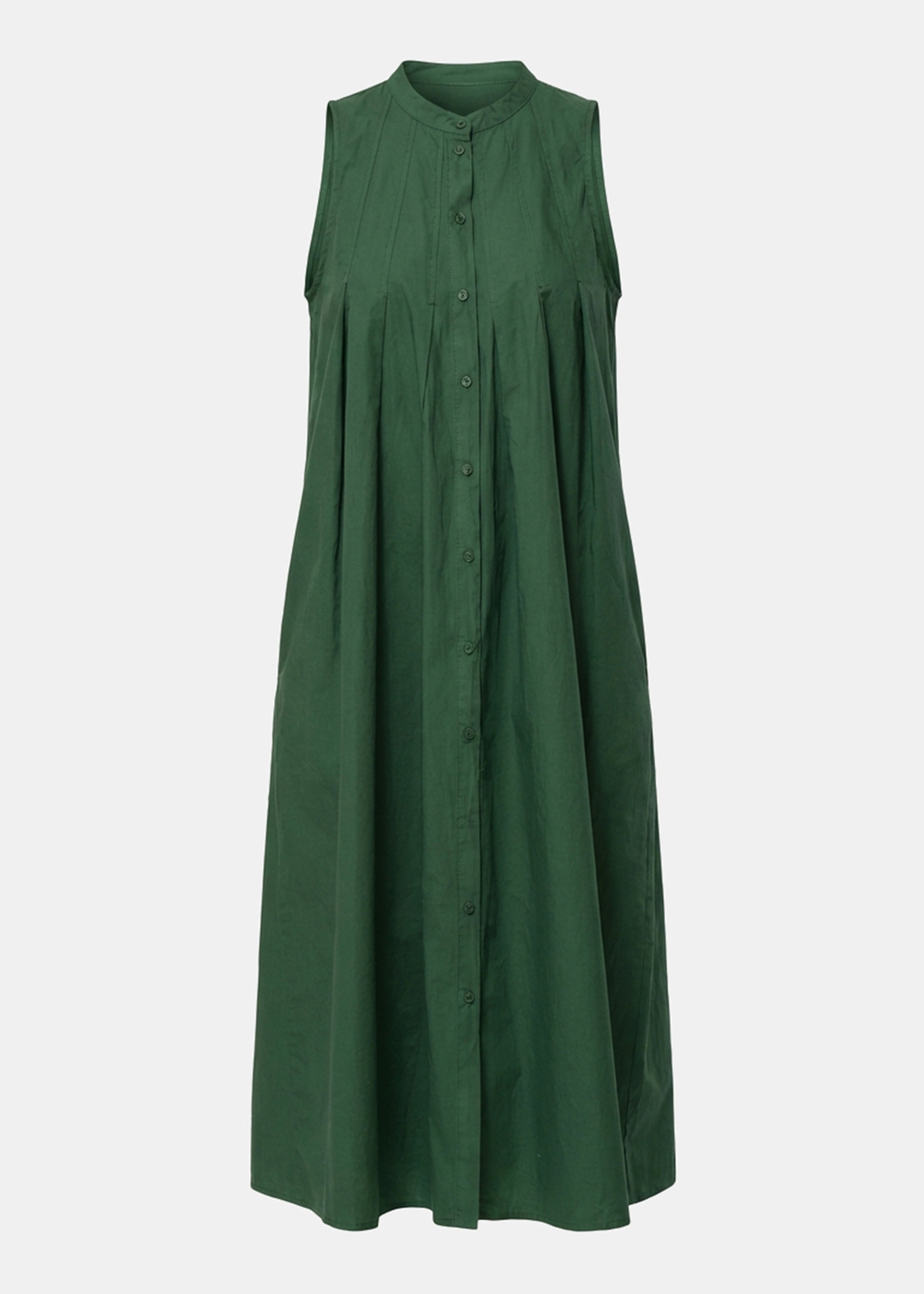 Robe chemise verte en popeline de coton - VERT MOUSSE#couleur_VERT MOUSSE