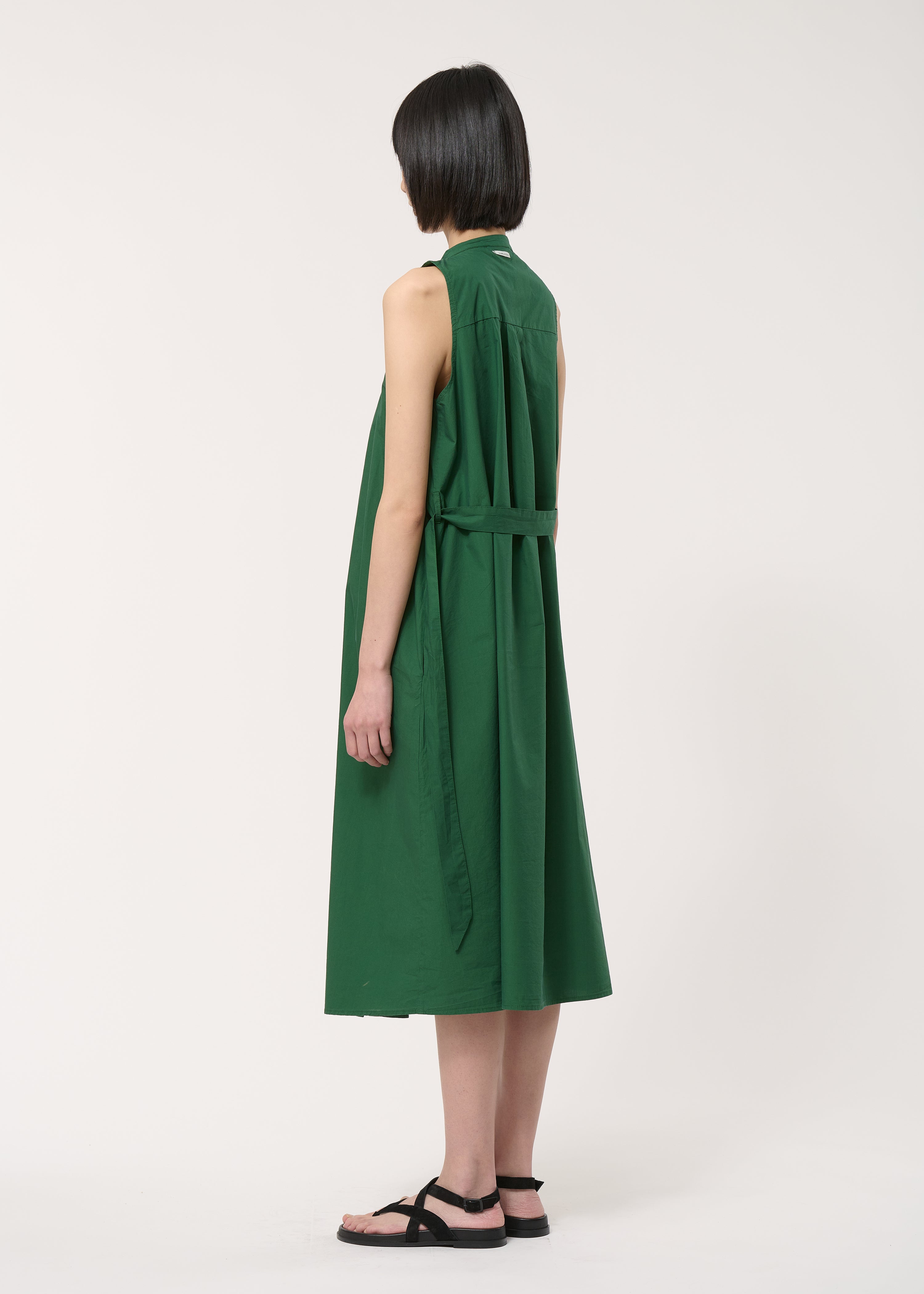 Robe chemise verte en popeline de coton - VERT MOUSSE#couleur_VERT MOUSSE