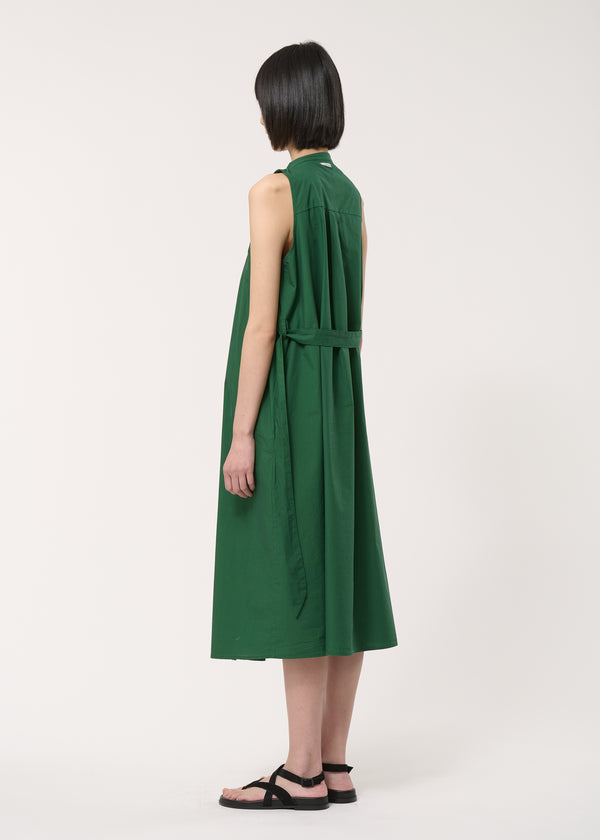 Robe chemise verte en popeline de coton - VERT MOUSSE#couleur_VERT MOUSSE