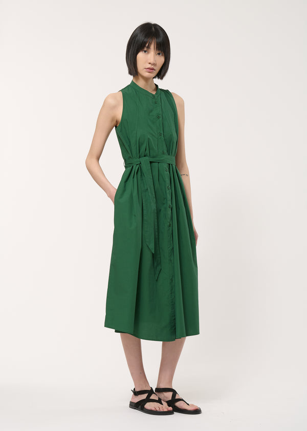 Robe chemise verte en popeline de coton - VERT MOUSSE#couleur_VERT MOUSSE