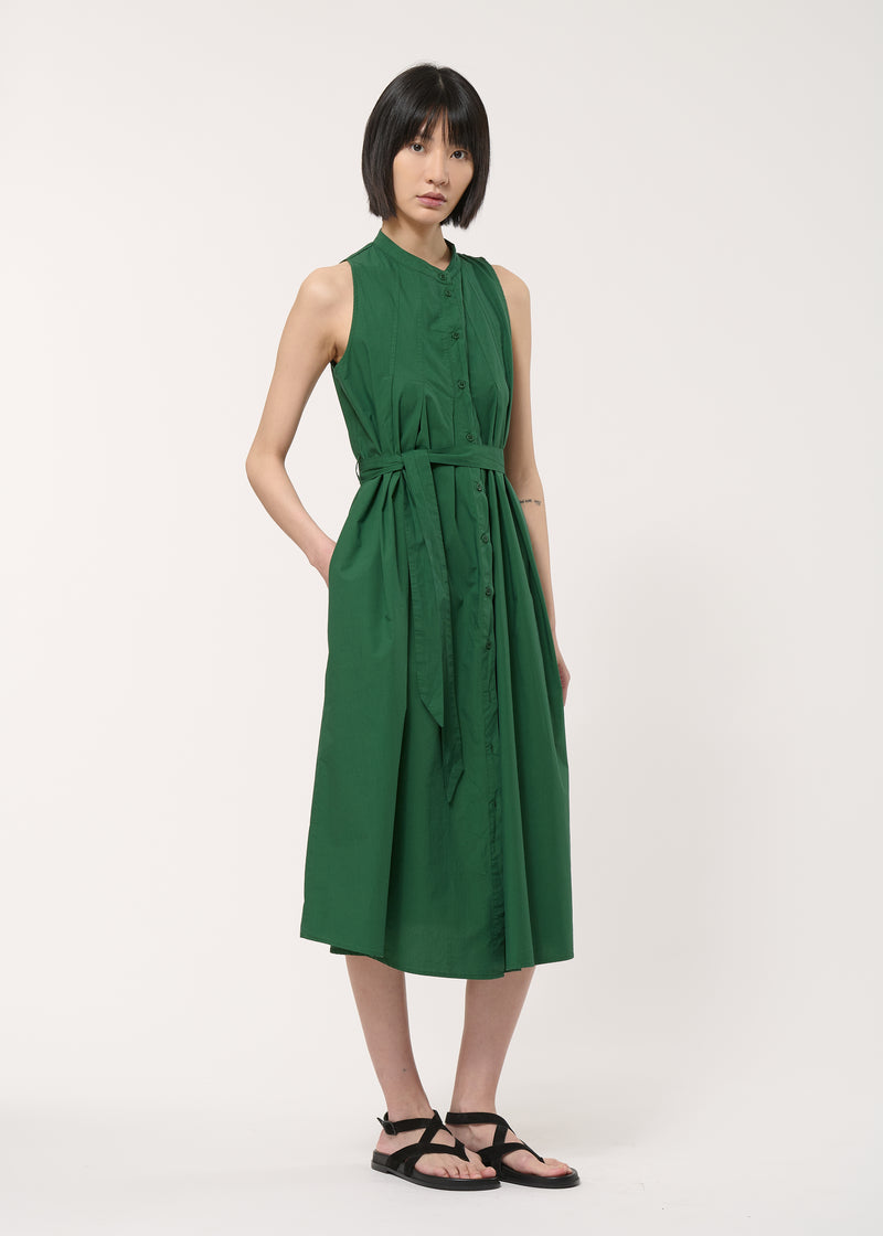 Robe chemise verte en popeline de coton - VERT MOUSSE#couleur_VERT MOUSSE