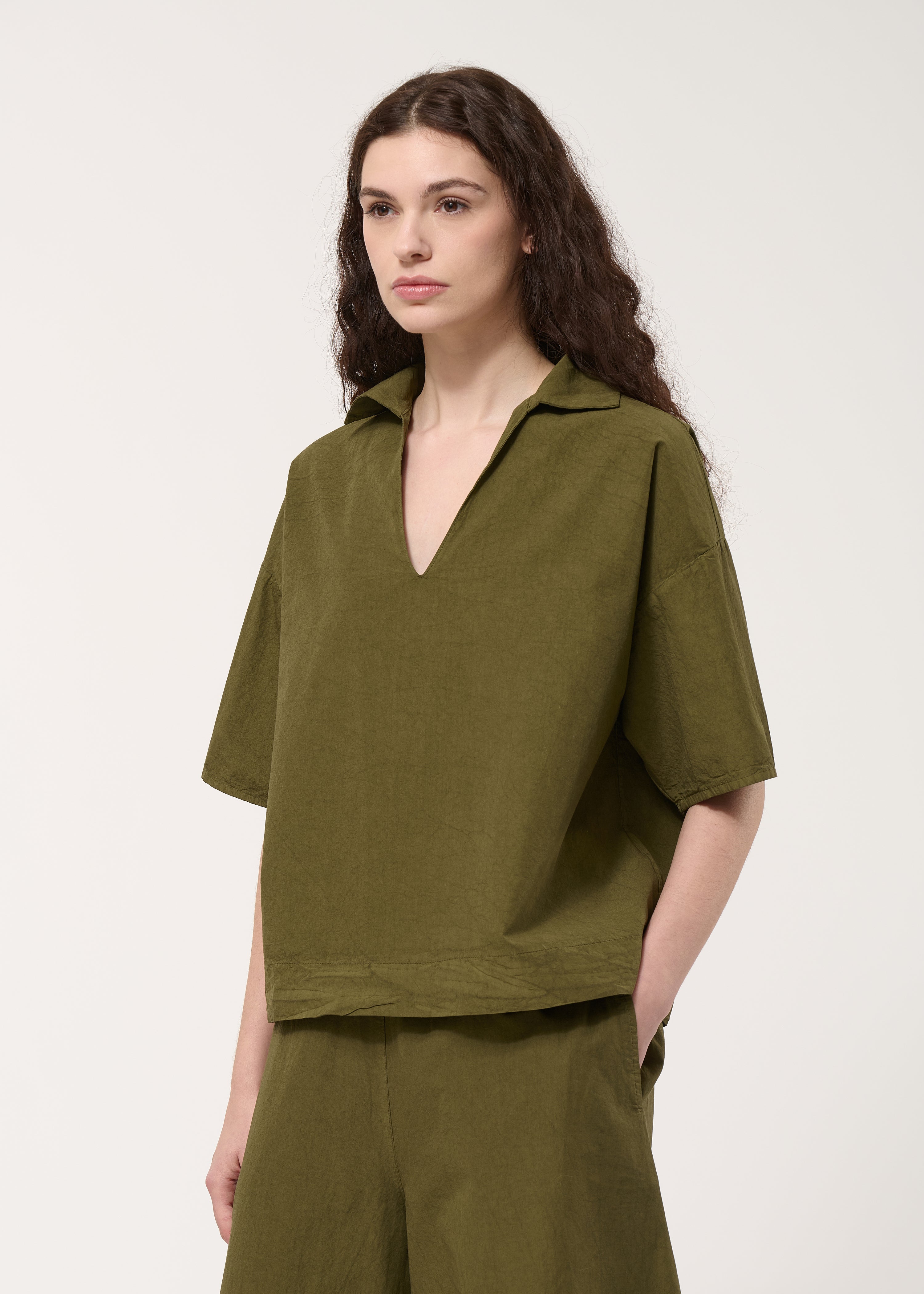 Top loose kaki en coton - MILITAIRE#couleur_MILITAIRE