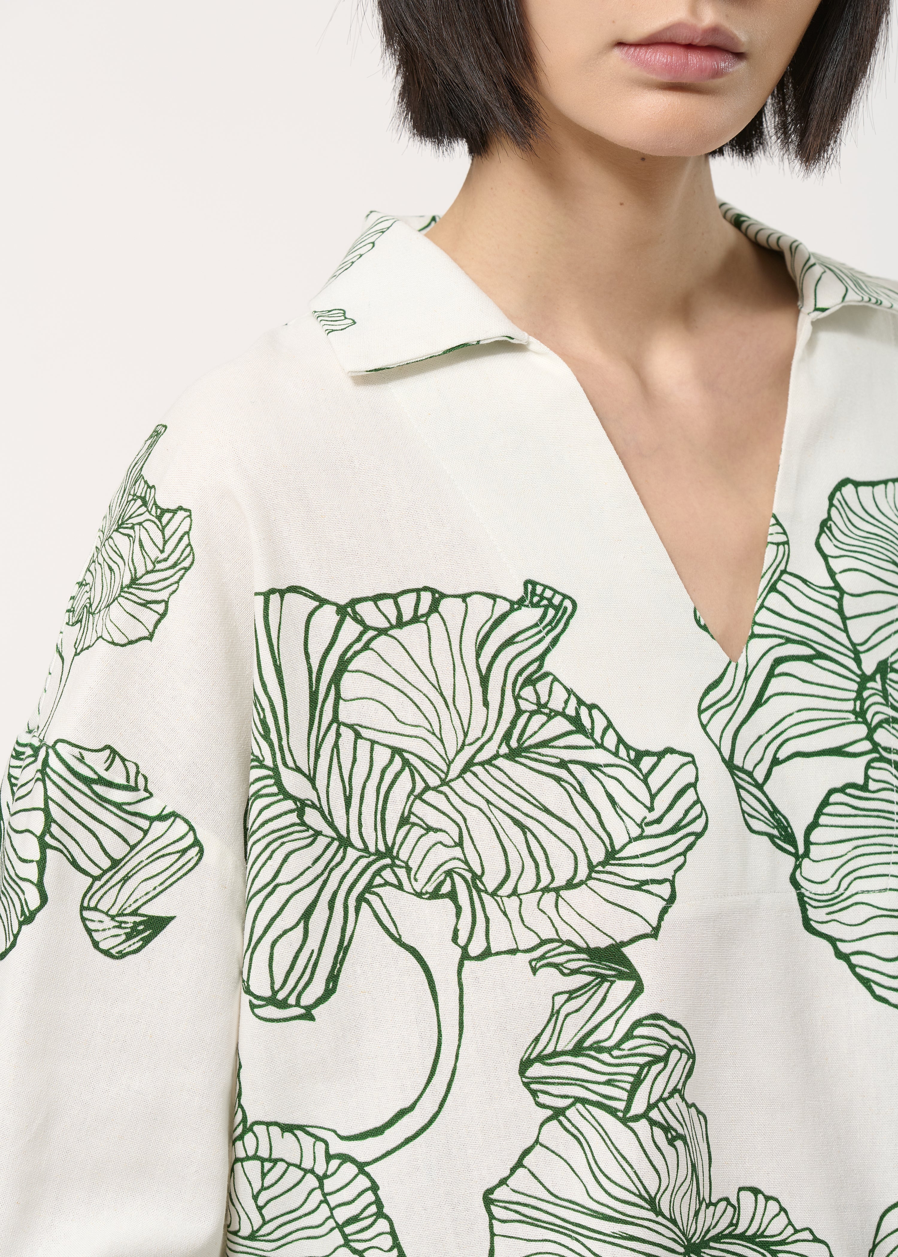 Top blanc imprimé - OFF WHITE/VERT MOUSSE#couleur_OFF WHITE/VERT MOUSSE
