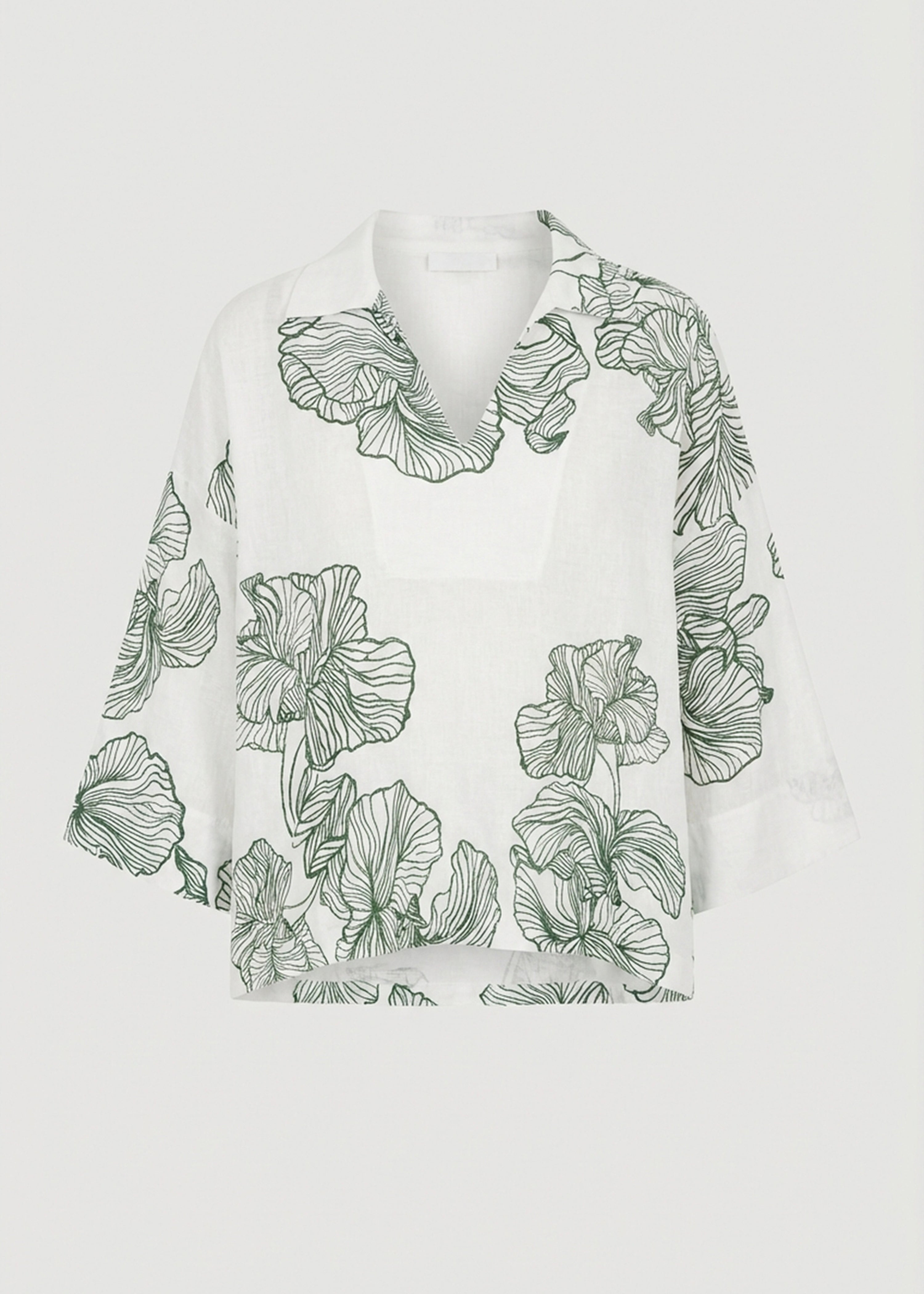 Top blanc imprimé - OFF WHITE/VERT MOUSSE#couleur_OFF WHITE/VERT MOUSSE