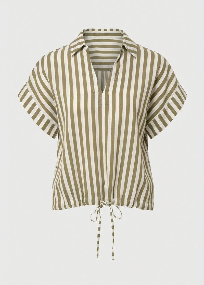 Top ample à rayures vertes et blanches - ARMY/OFF WHITE#couleur_ARMY/OFF WHITE