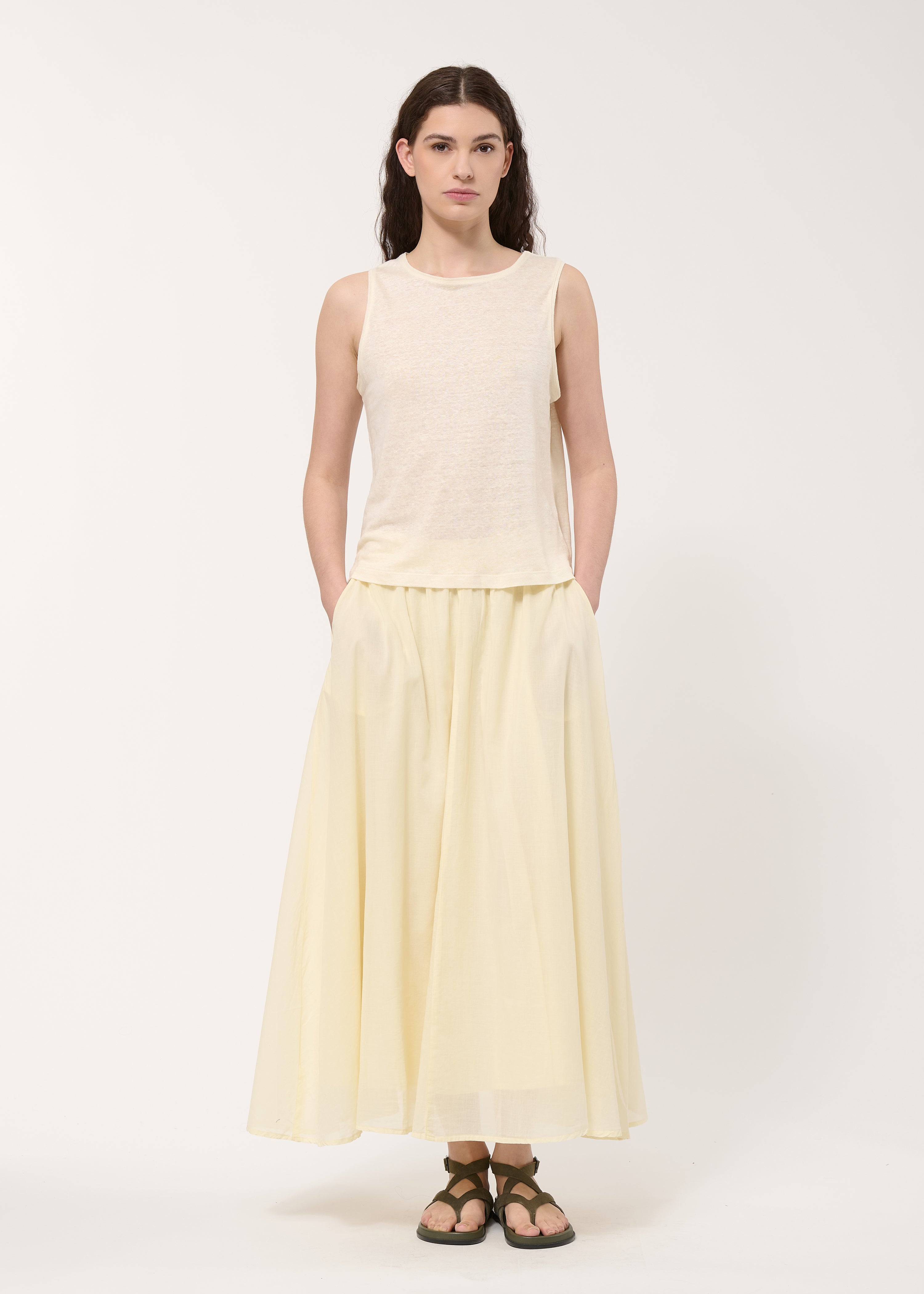 Débardeur loose écru en lin - NATUREL#couleur_NATUREL