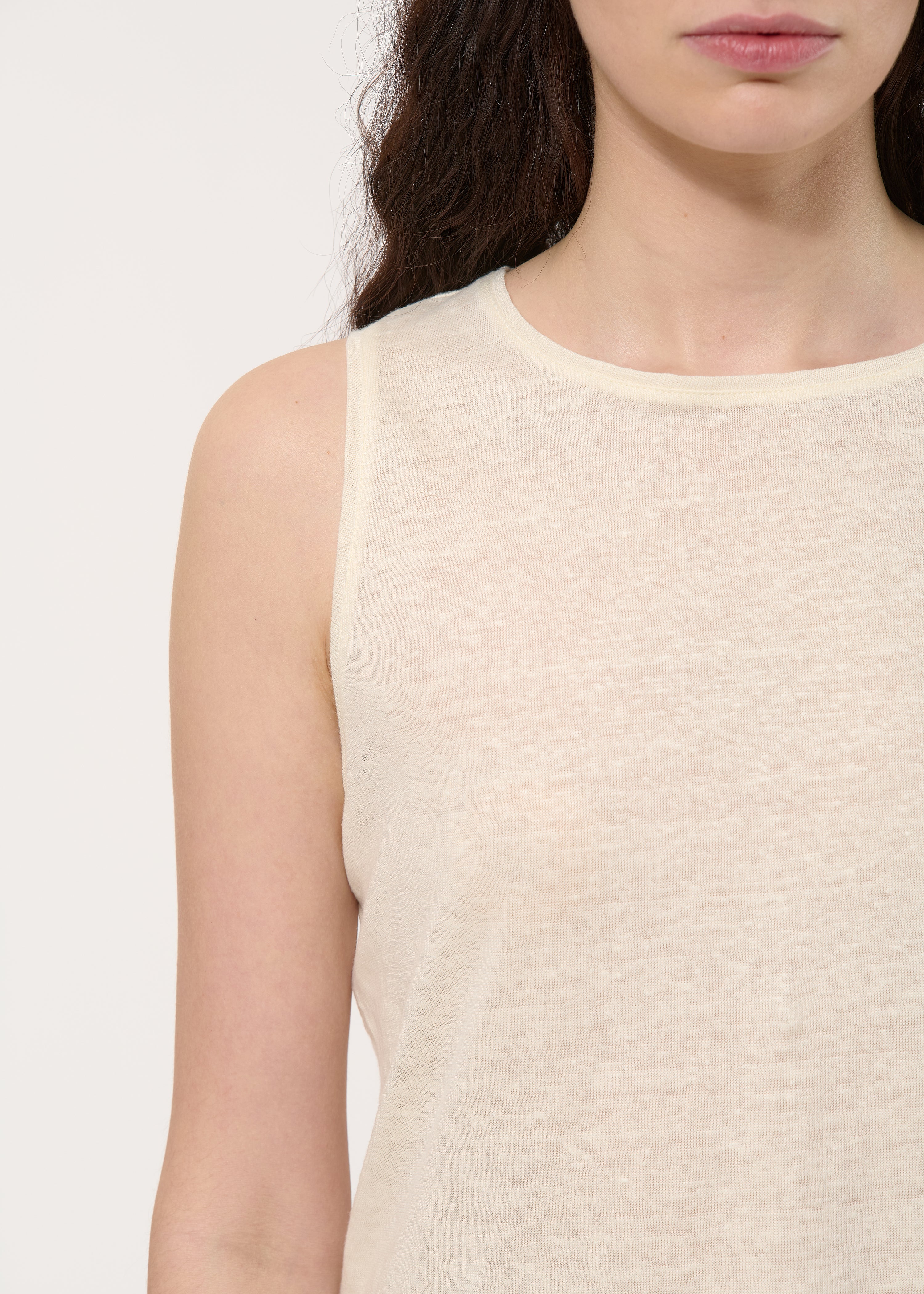 Débardeur loose écru en lin - NATUREL#couleur_NATUREL