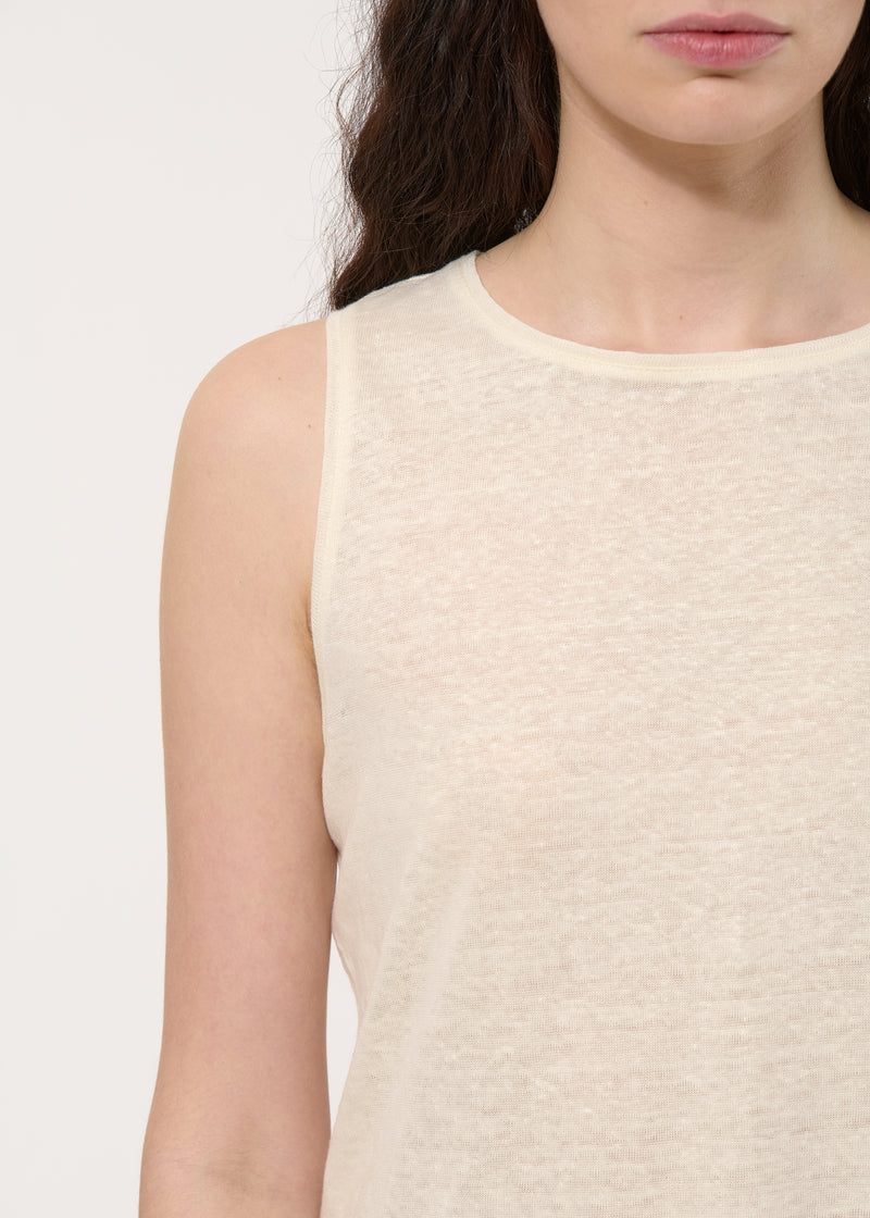 Débardeur loose écru en lin - NATUREL#couleur_NATUREL