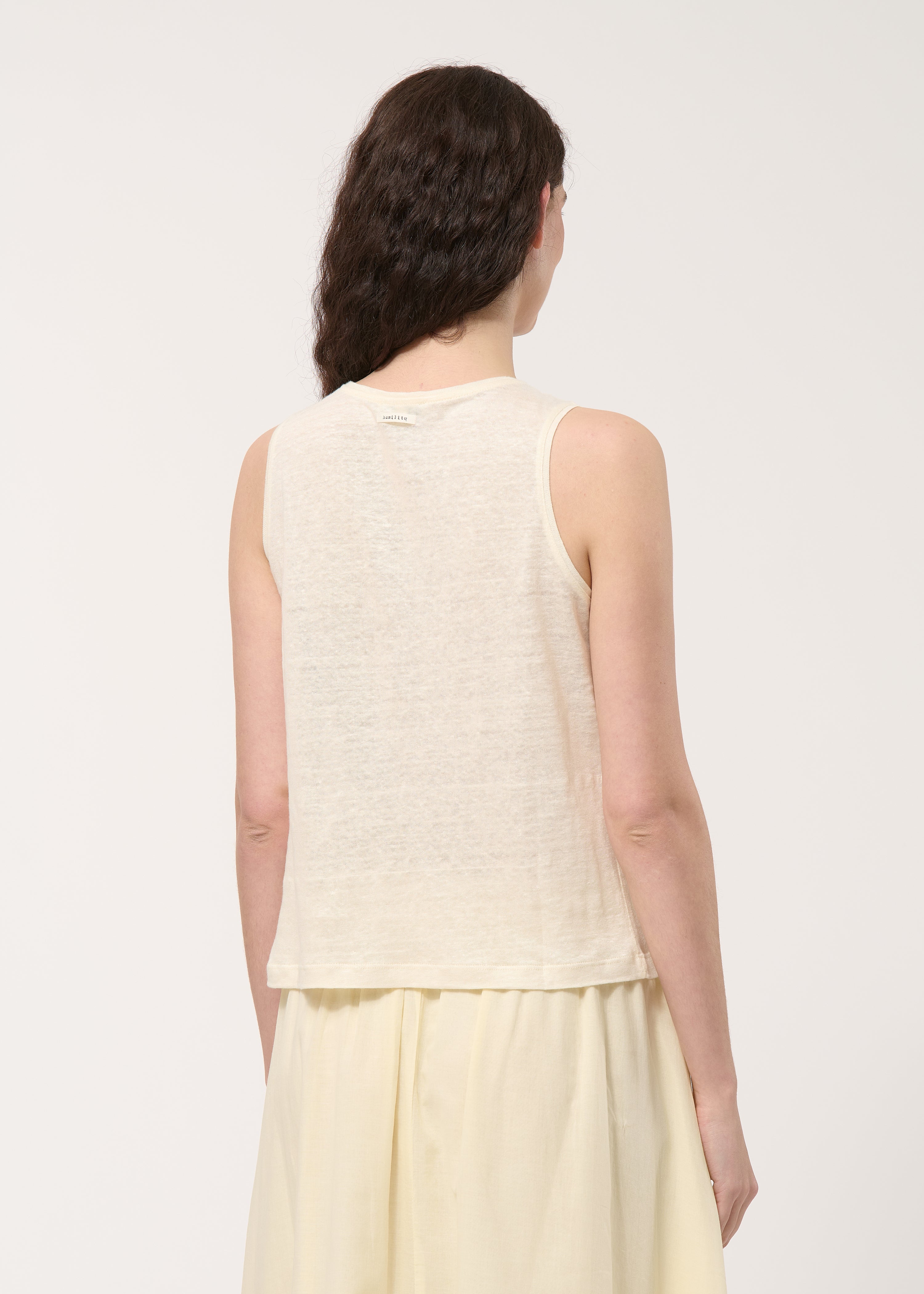 Débardeur loose écru en lin - NATUREL#couleur_NATUREL