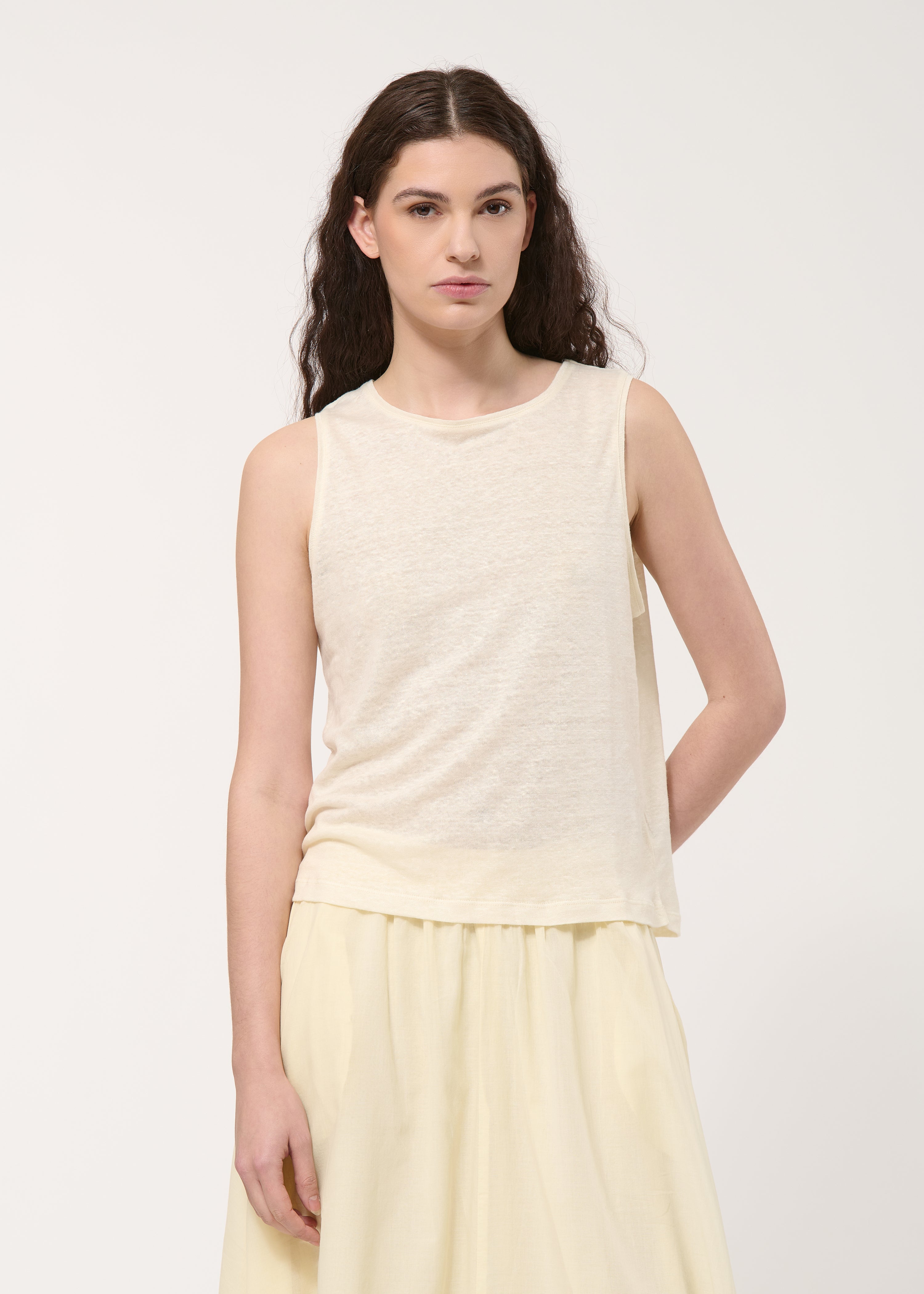 Débardeur loose écru en lin - NATUREL#couleur_NATUREL