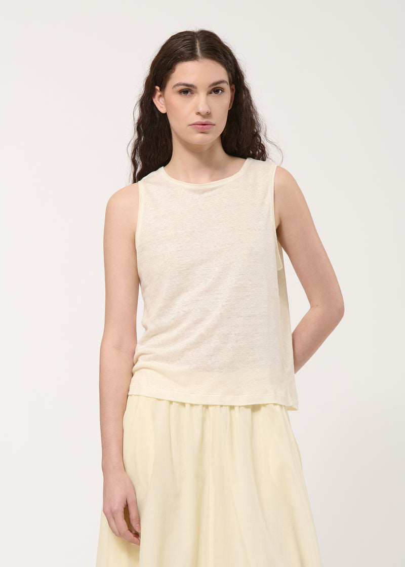 Débardeur loose écru en lin - NATUREL#couleur_NATUREL