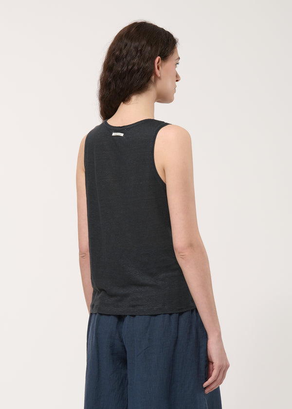 Débardeur loose noir en lin - CHARBON#couleur_CHARBON