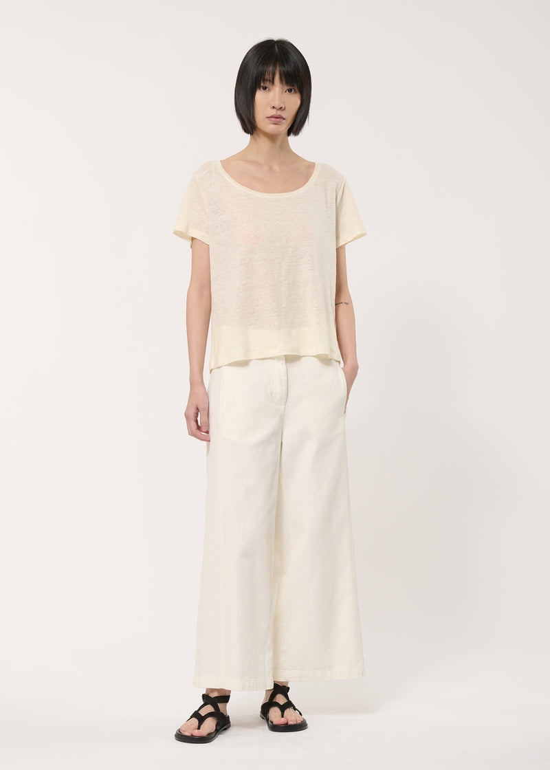 T-shirt loose écru en lin - NATUREL#couleur_NATUREL