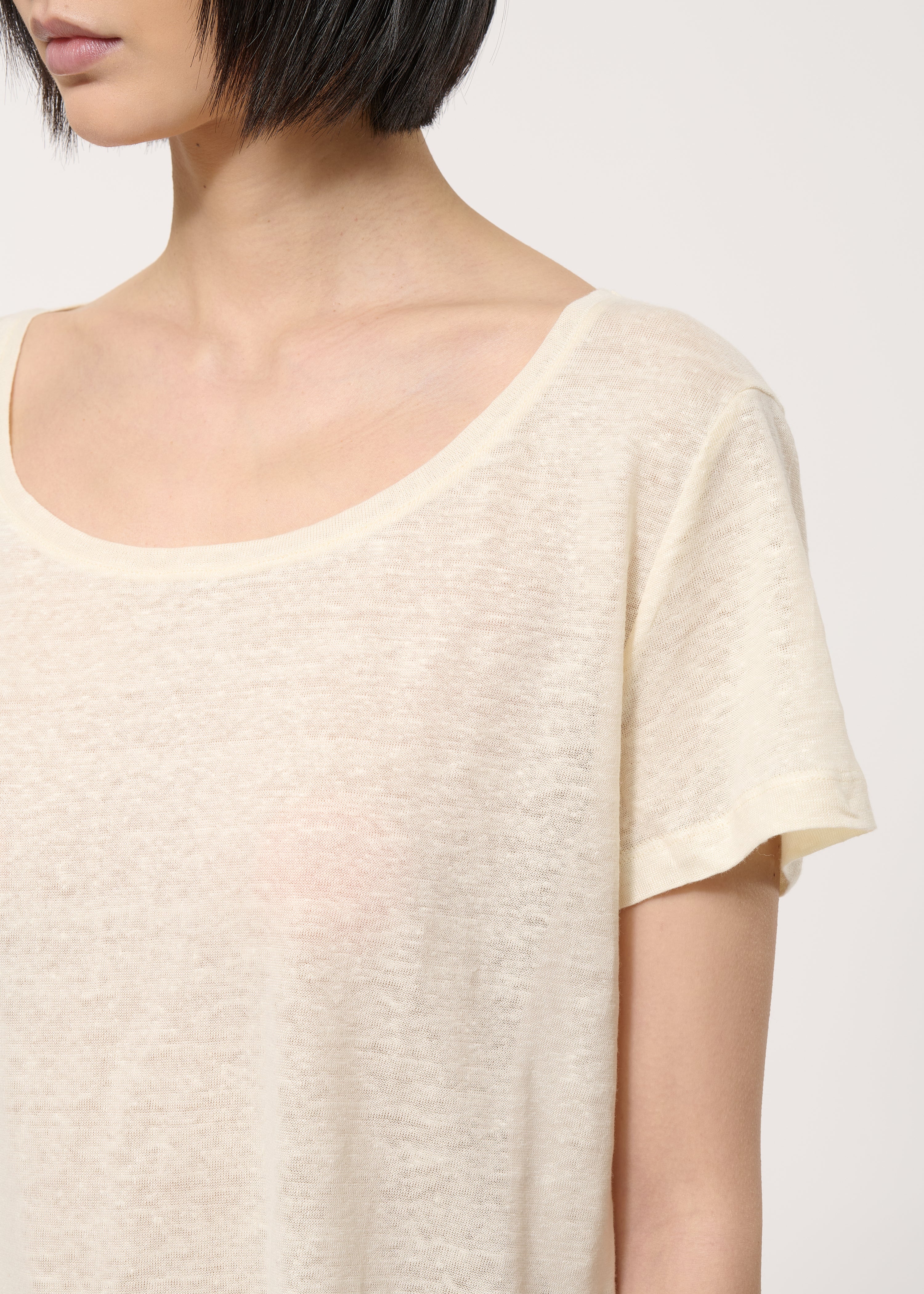 T-shirt loose écru en lin - NATUREL#couleur_NATUREL