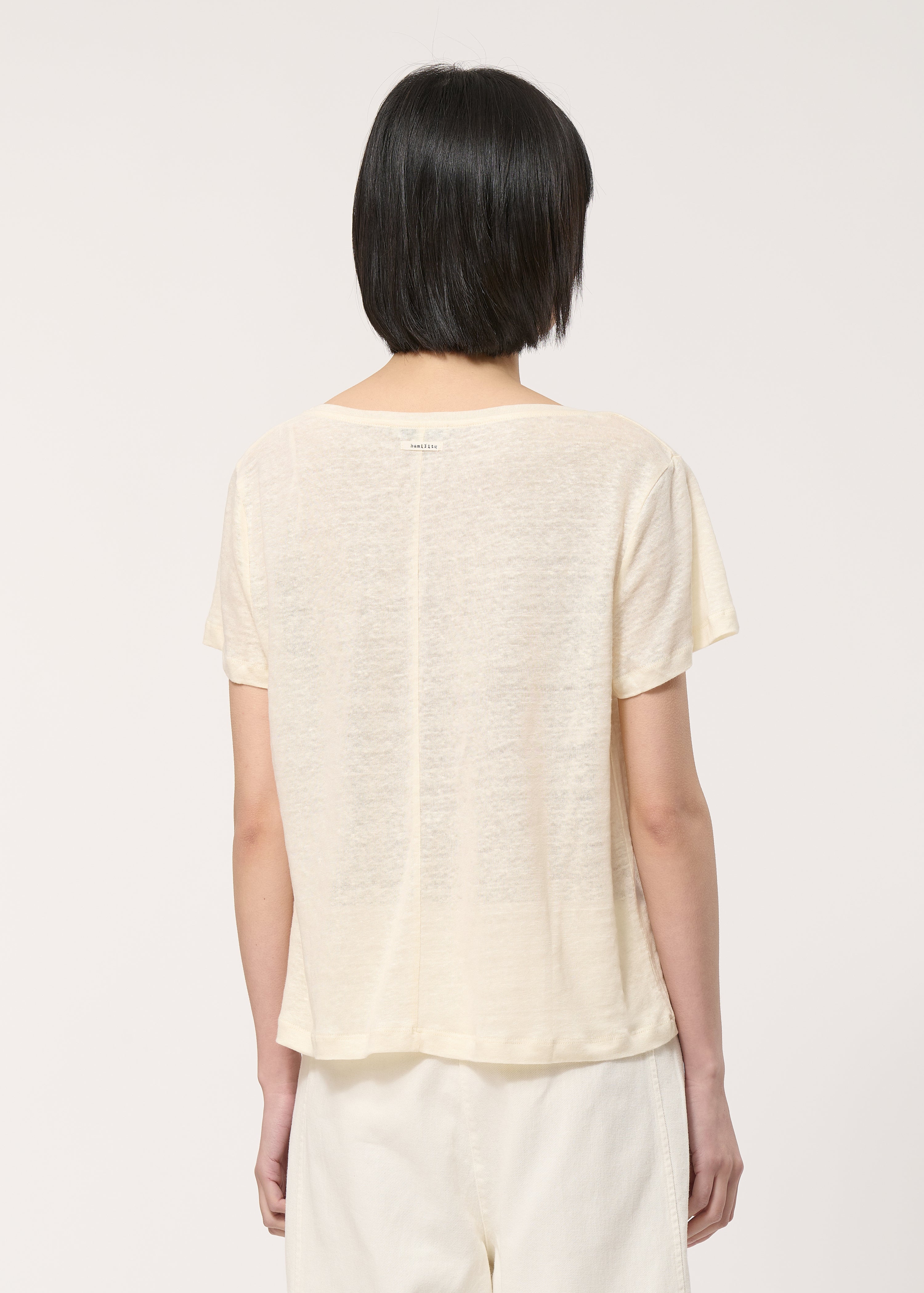 T-shirt loose écru en lin - NATUREL#couleur_NATUREL
