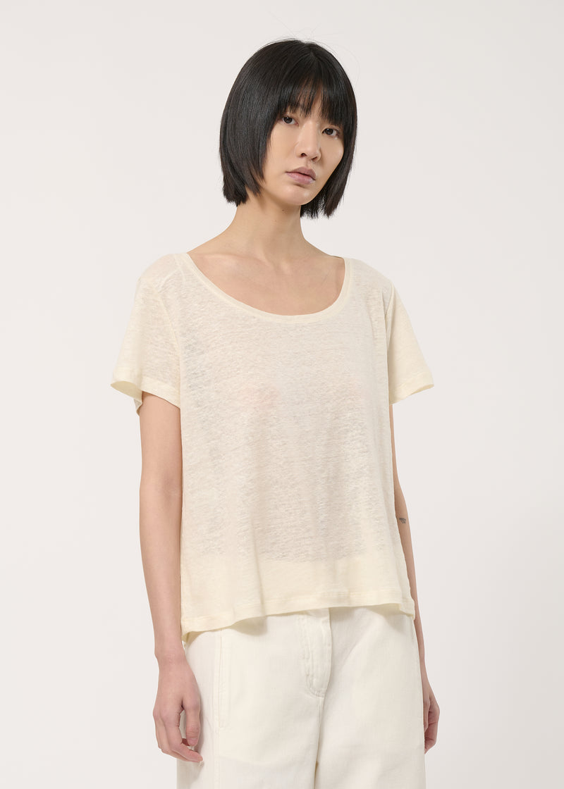 T-shirt loose écru en lin - NATUREL#couleur_NATUREL