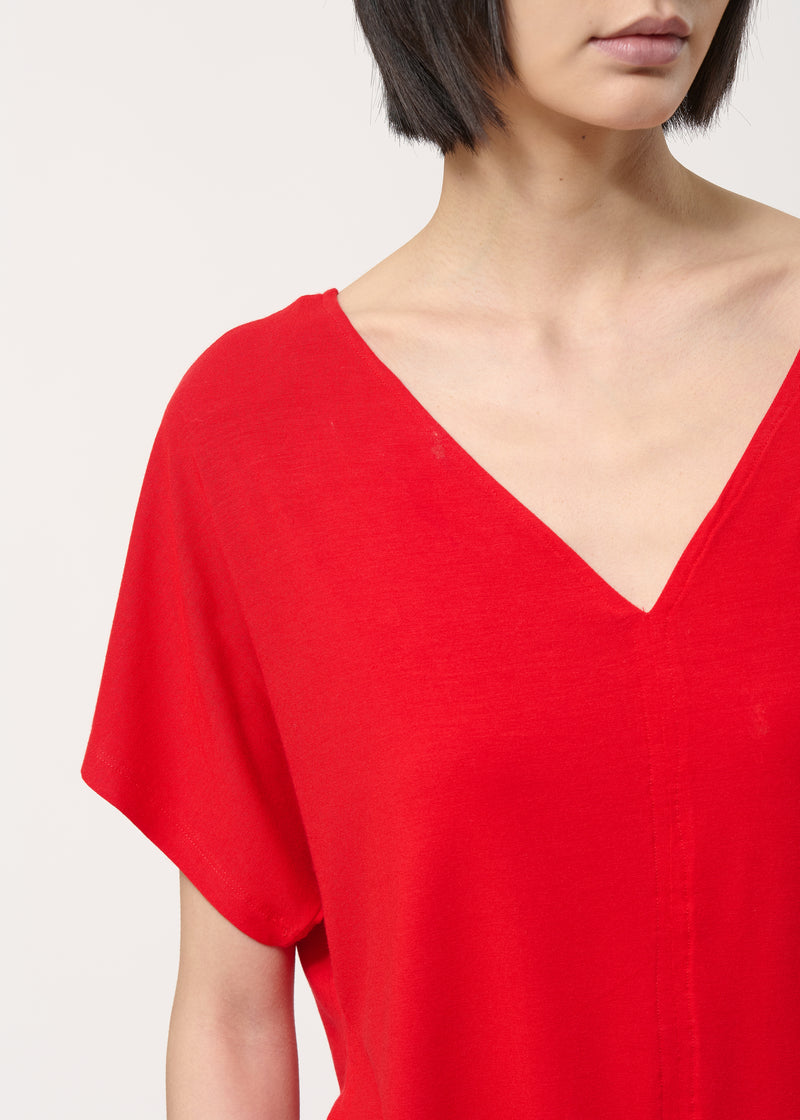 T-shirt oversize rouge en jersey ultra soft - VERMILLON#couleur_VERMILLON