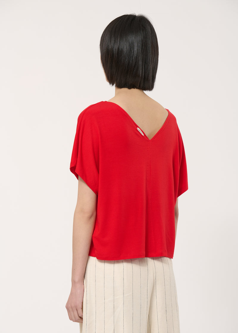 T-shirt oversize rouge en jersey ultra soft - VERMILLON#couleur_VERMILLON