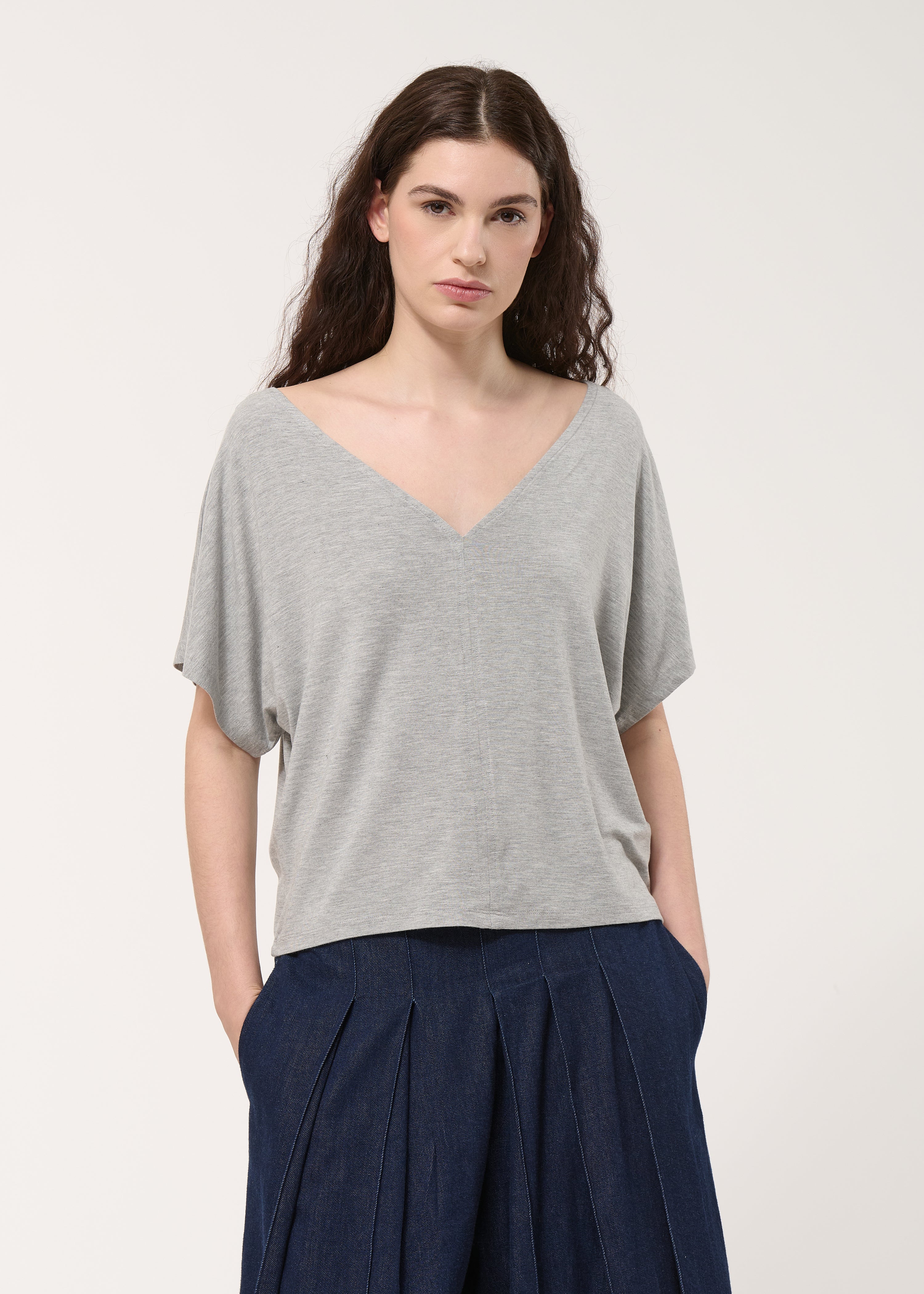 T-shirt oversize gris en jersey ultra soft - GRIS CHINE#couleur_GRIS CHINE