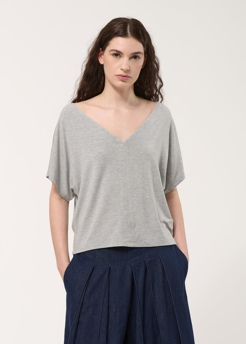 T-shirt oversize gris en jersey ultra soft - GRIS CHINE#couleur_GRIS CHINE