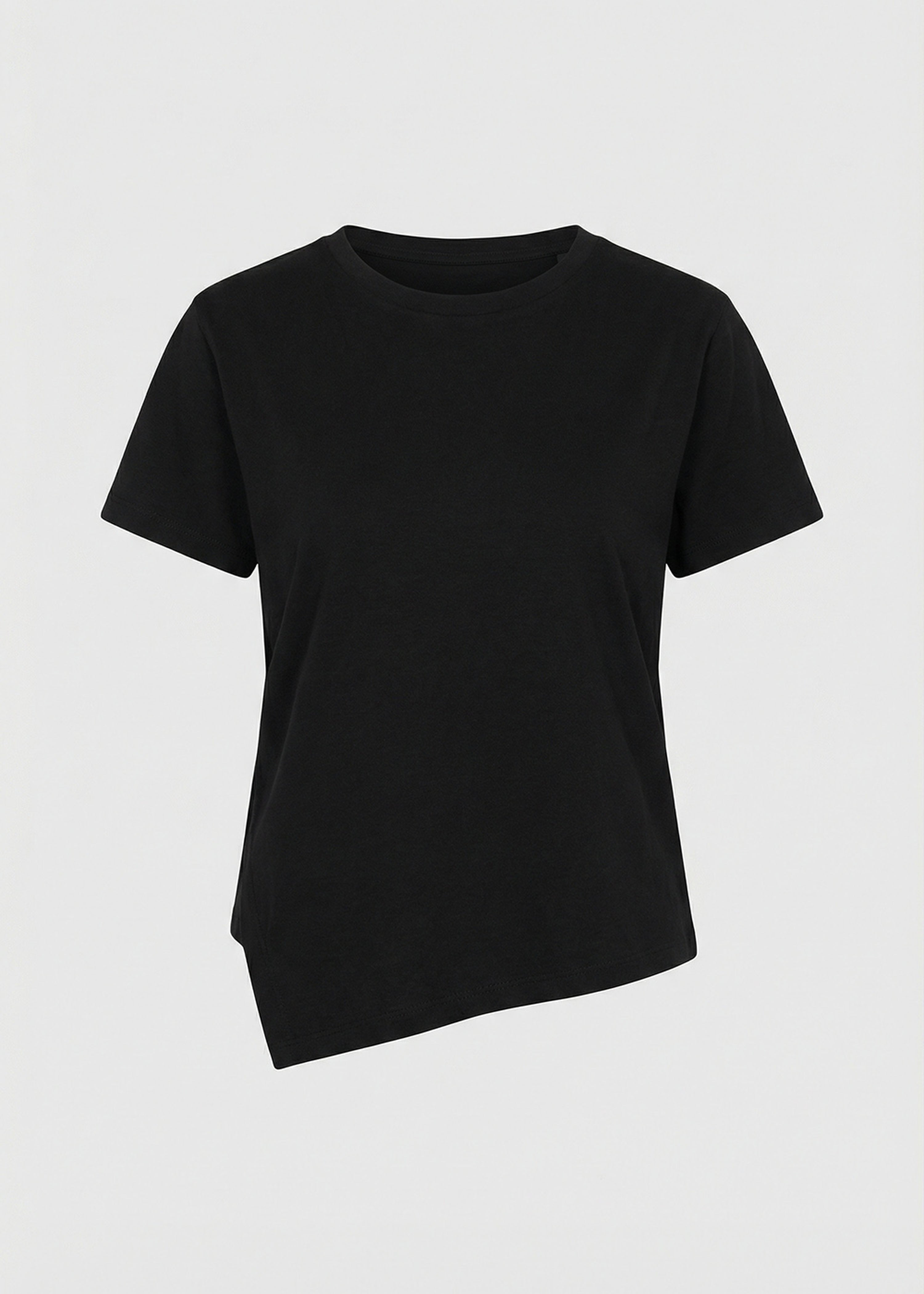 T-shirt asymétrique noir en coton biologique - NOIR#couleur_NOIR