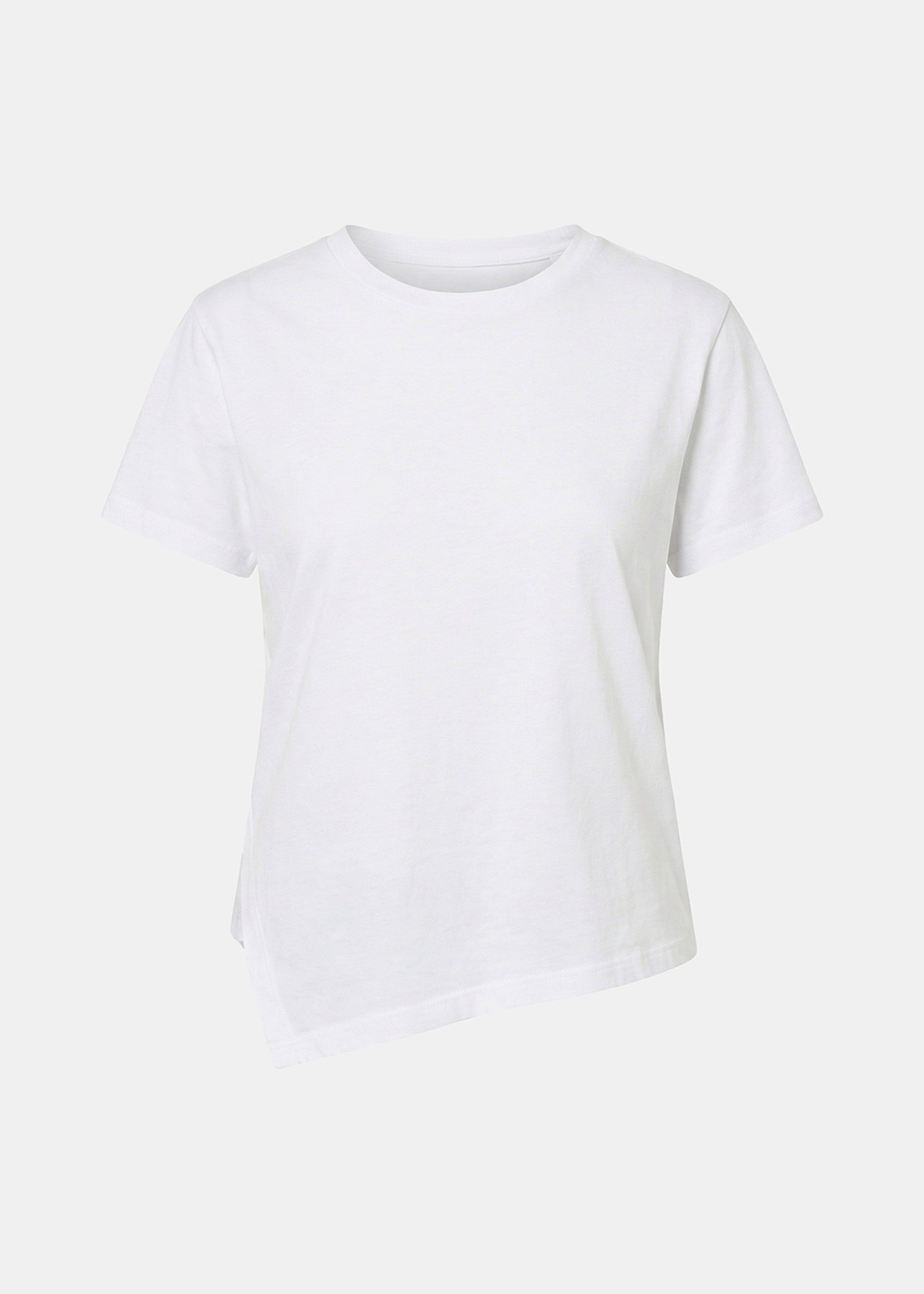 T-shirt asymétrique blanc en coton biologique - BLANC#couleur_BLANC
