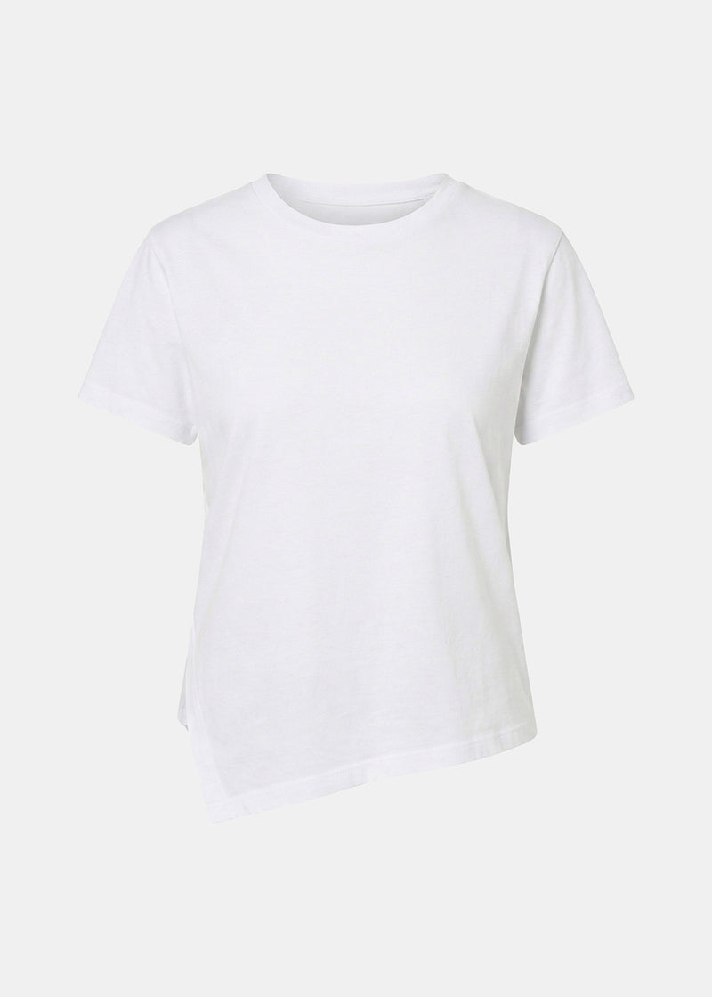 T-shirt asymétrique blanc en coton biologique - BLANC#couleur_BLANC