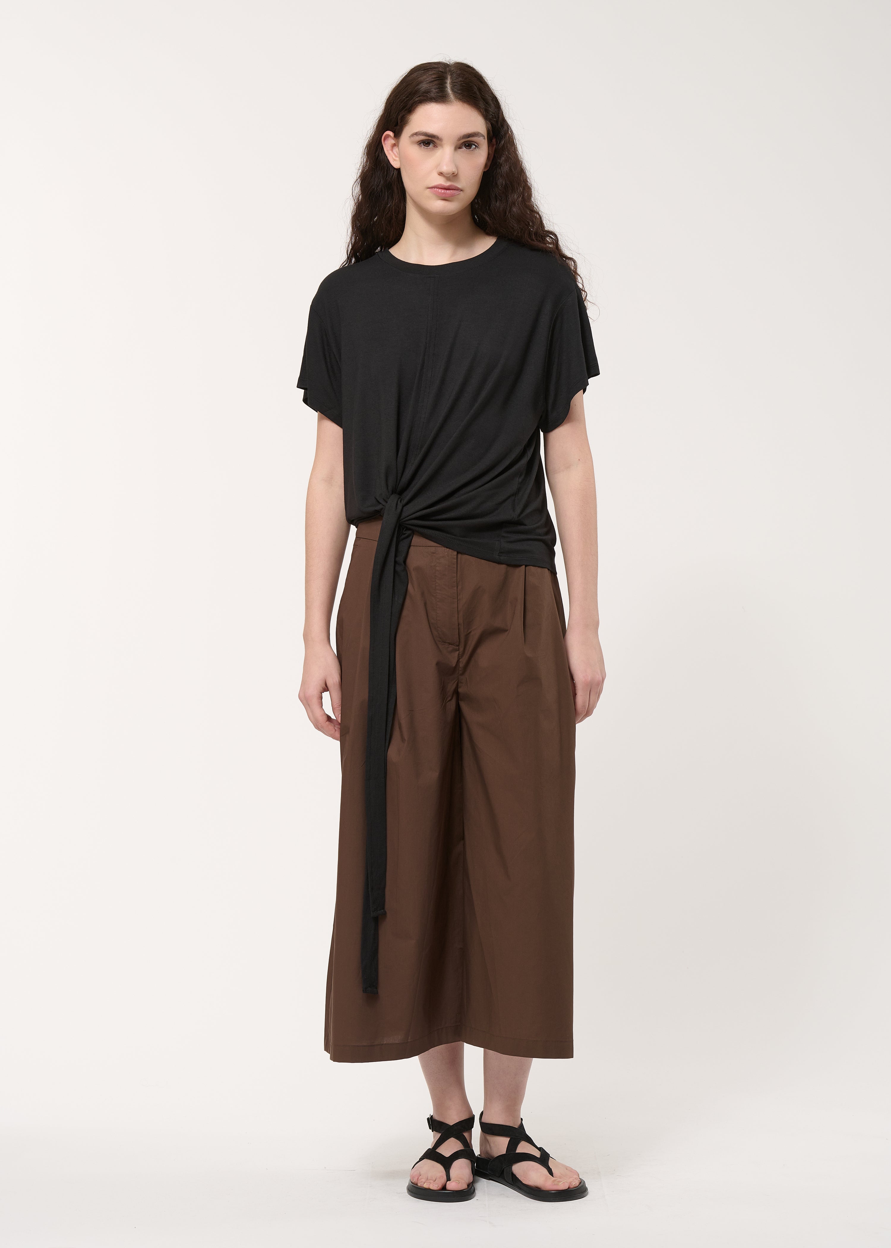 T-shirt drapé noir en jersey ultra soft - NOIR#couleur_NOIR