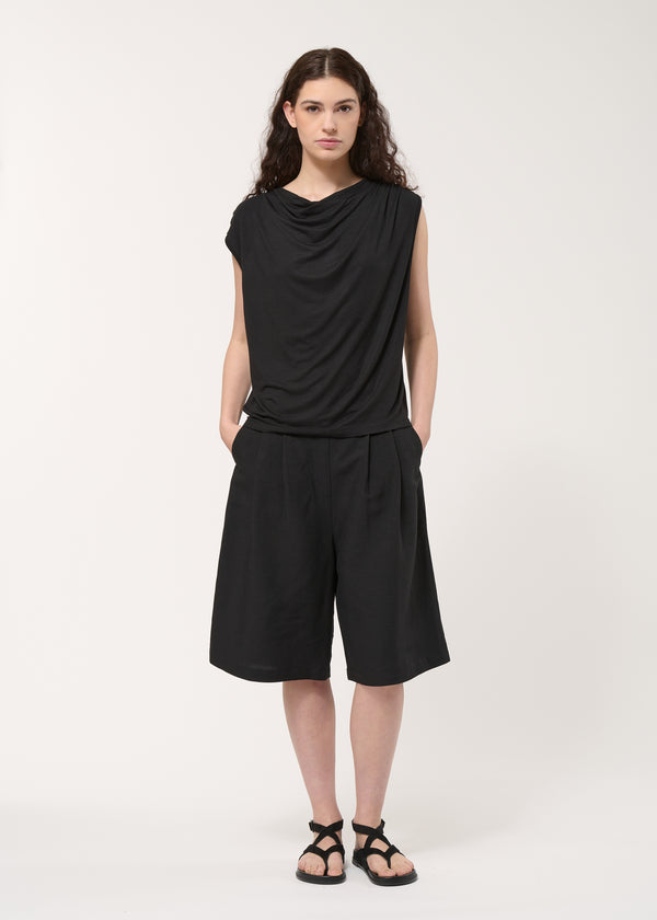 Débardeur drapé noir en jersey ultra soft - NOIR#couleur_NOIR