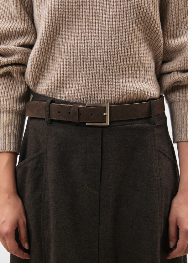 Ceinture marron en daim - CHOCOLAT#couleur_CHOCOLAT