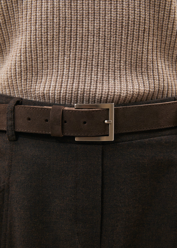 Ceinture marron en daim - CHOCOLAT#couleur_CHOCOLAT