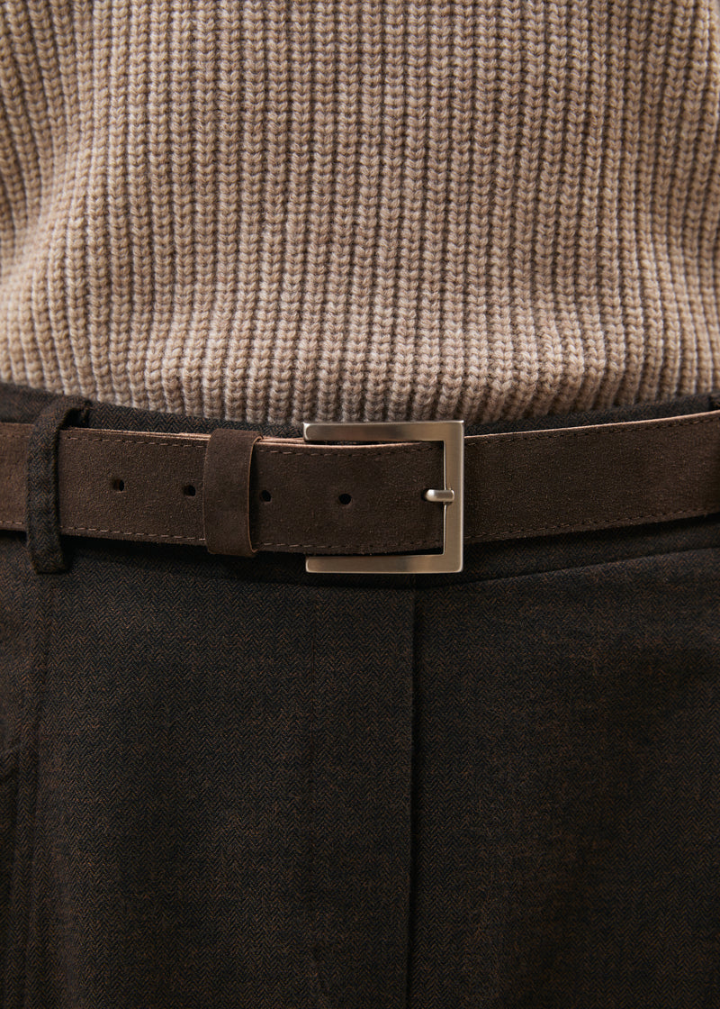 Ceinture marron en daim - CHOCOLAT#couleur_CHOCOLAT