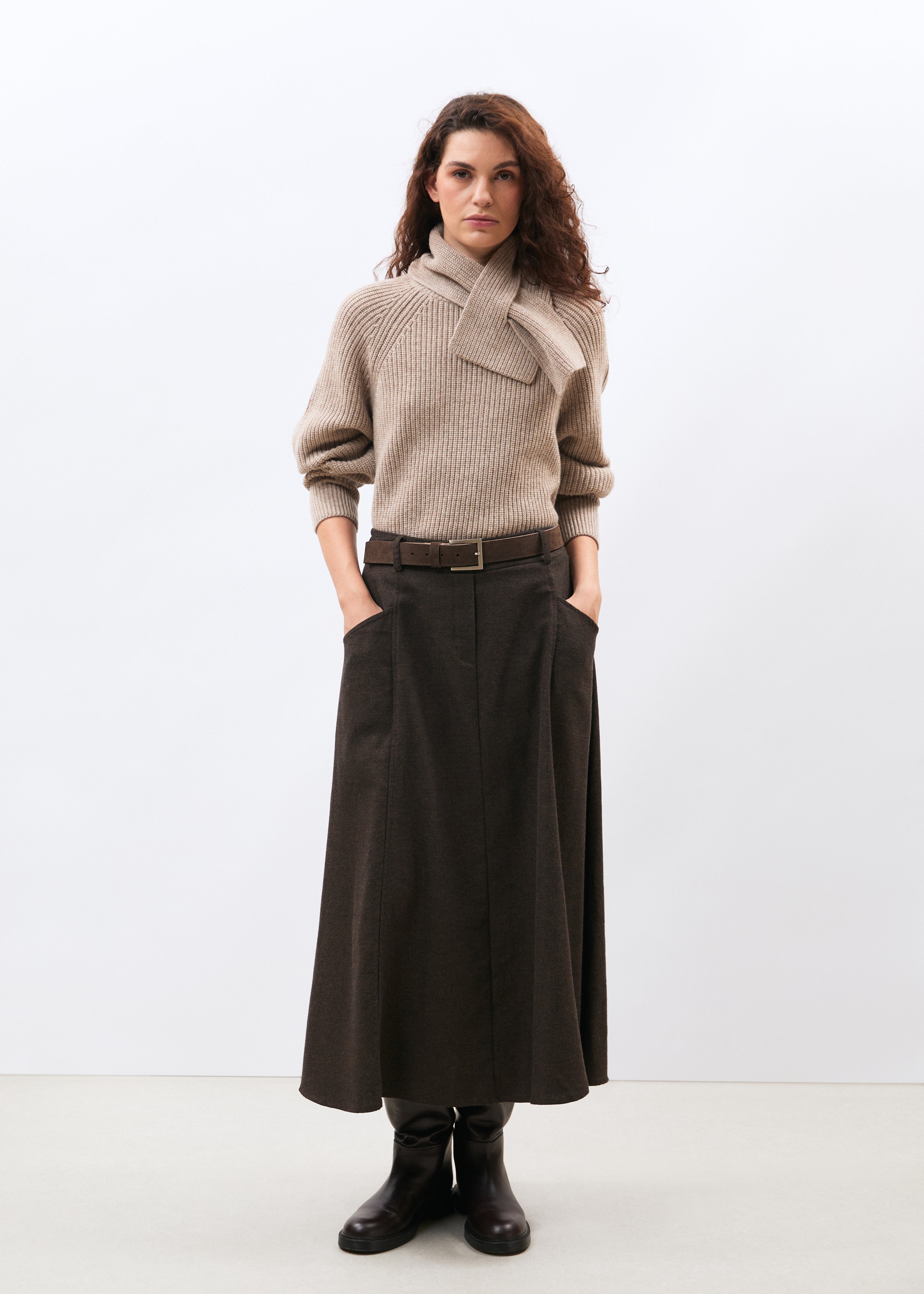 Ceinture marron en daim - CHOCOLAT#couleur_CHOCOLAT