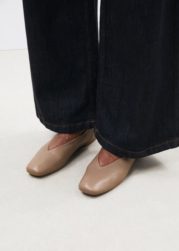 Ballerines taupe en cuir - TAUPE#couleur_TAUPE