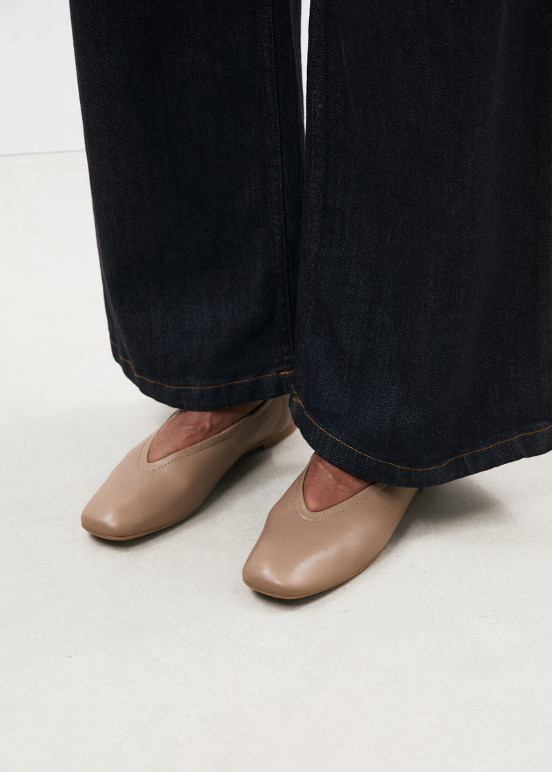 Ballerines taupe en cuir - TAUPE#couleur_TAUPE