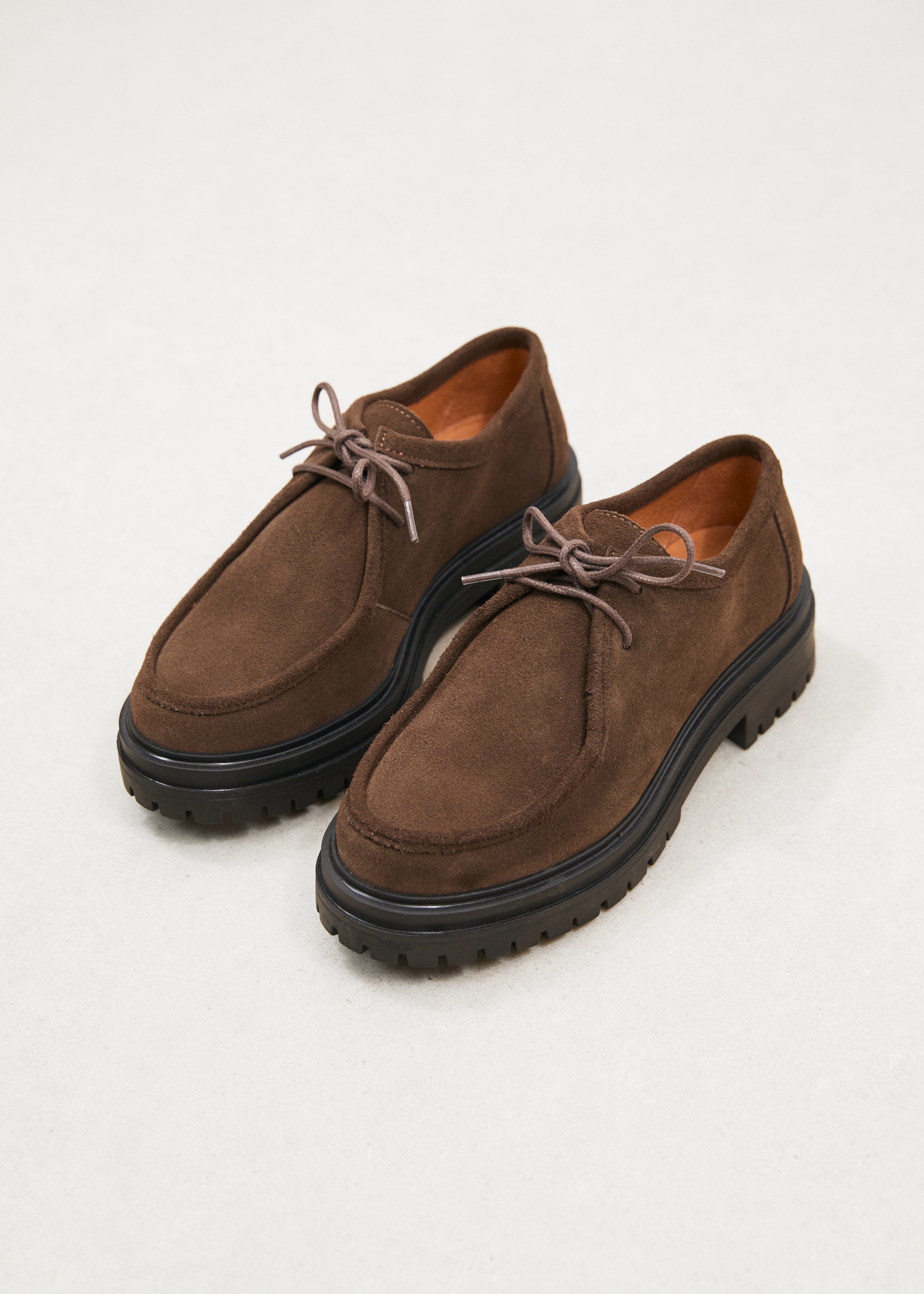 Derbies marron en daim - CHOCOLAT#couleur_CHOCOLAT