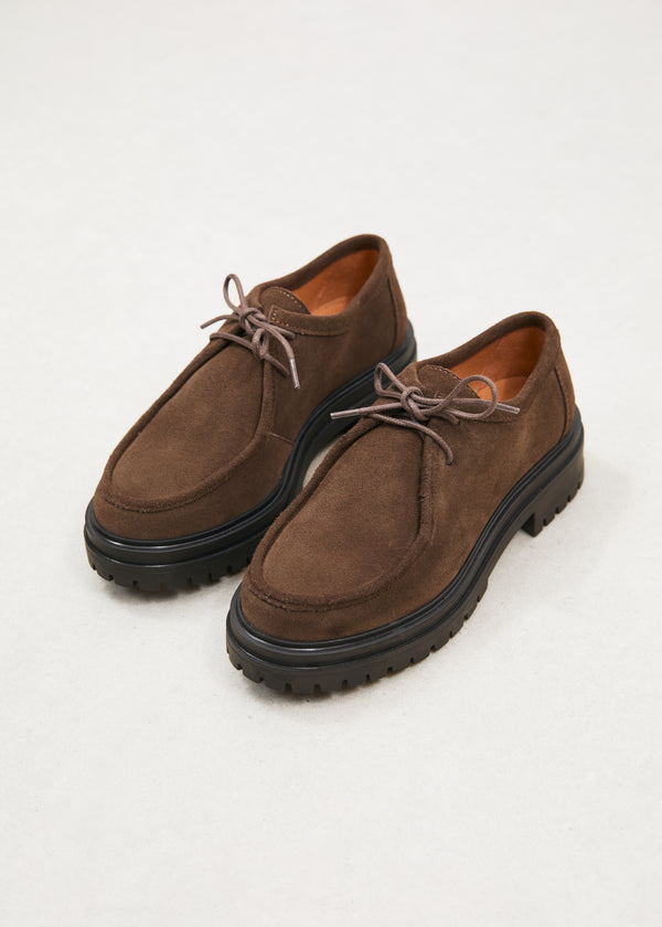 Derbies marron en daim - CHOCOLAT#couleur_CHOCOLAT