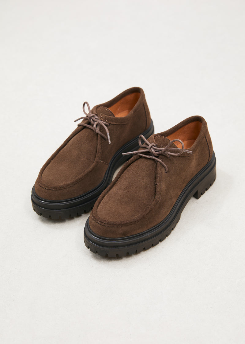 Derbies marron en daim - CHOCOLAT#couleur_CHOCOLAT