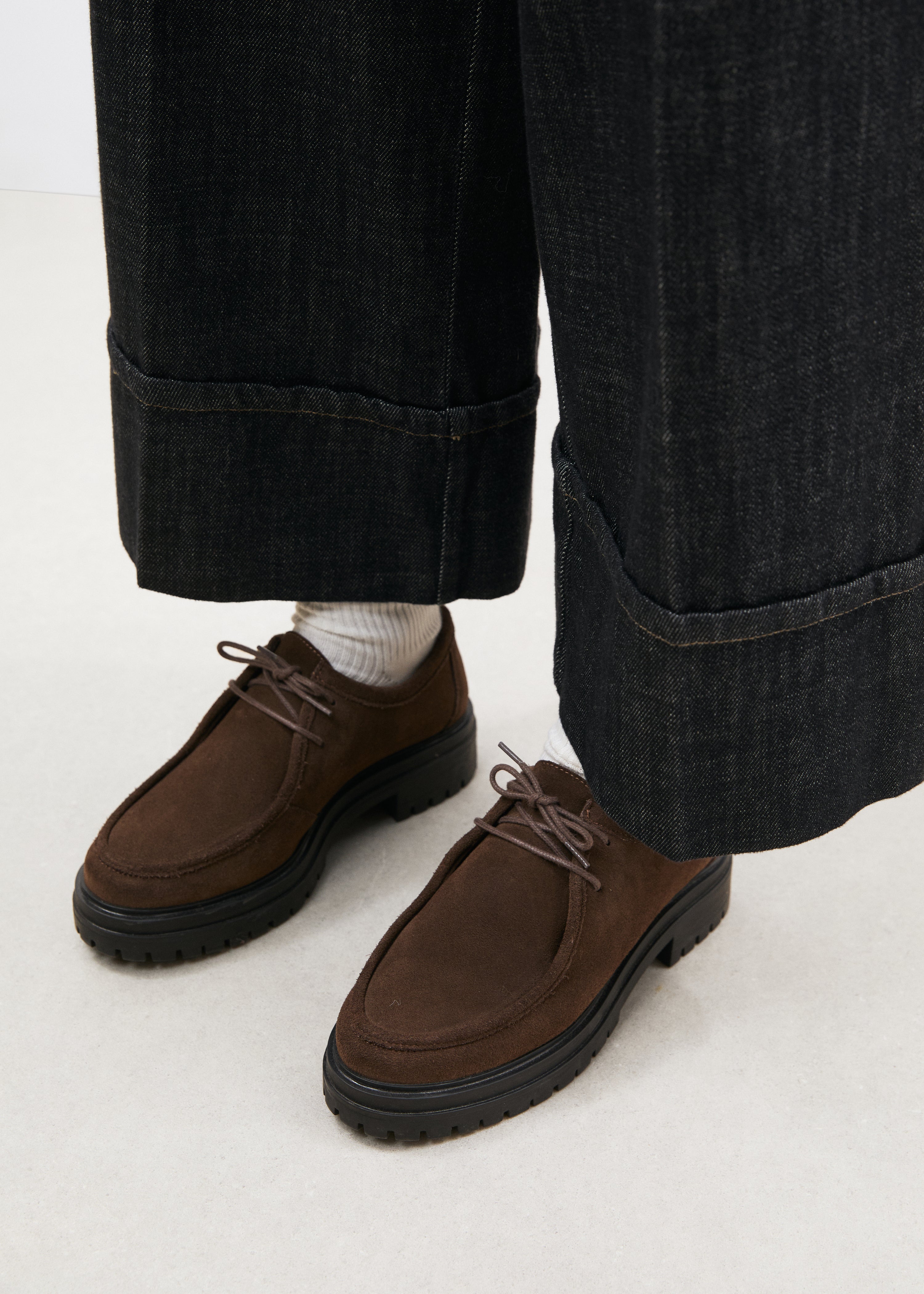 Derbies marron en daim - CHOCOLAT#couleur_CHOCOLAT